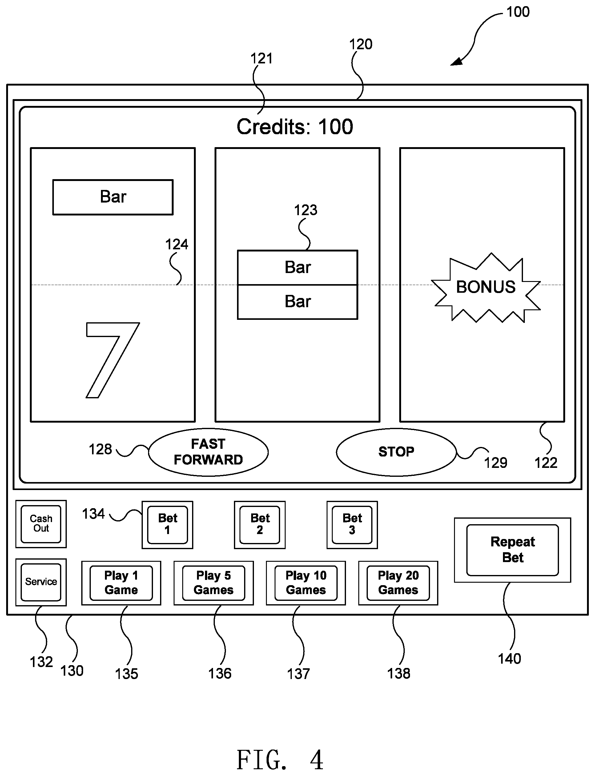 Patent US12347281 Figure 7 – Gaming device having multiple game play option