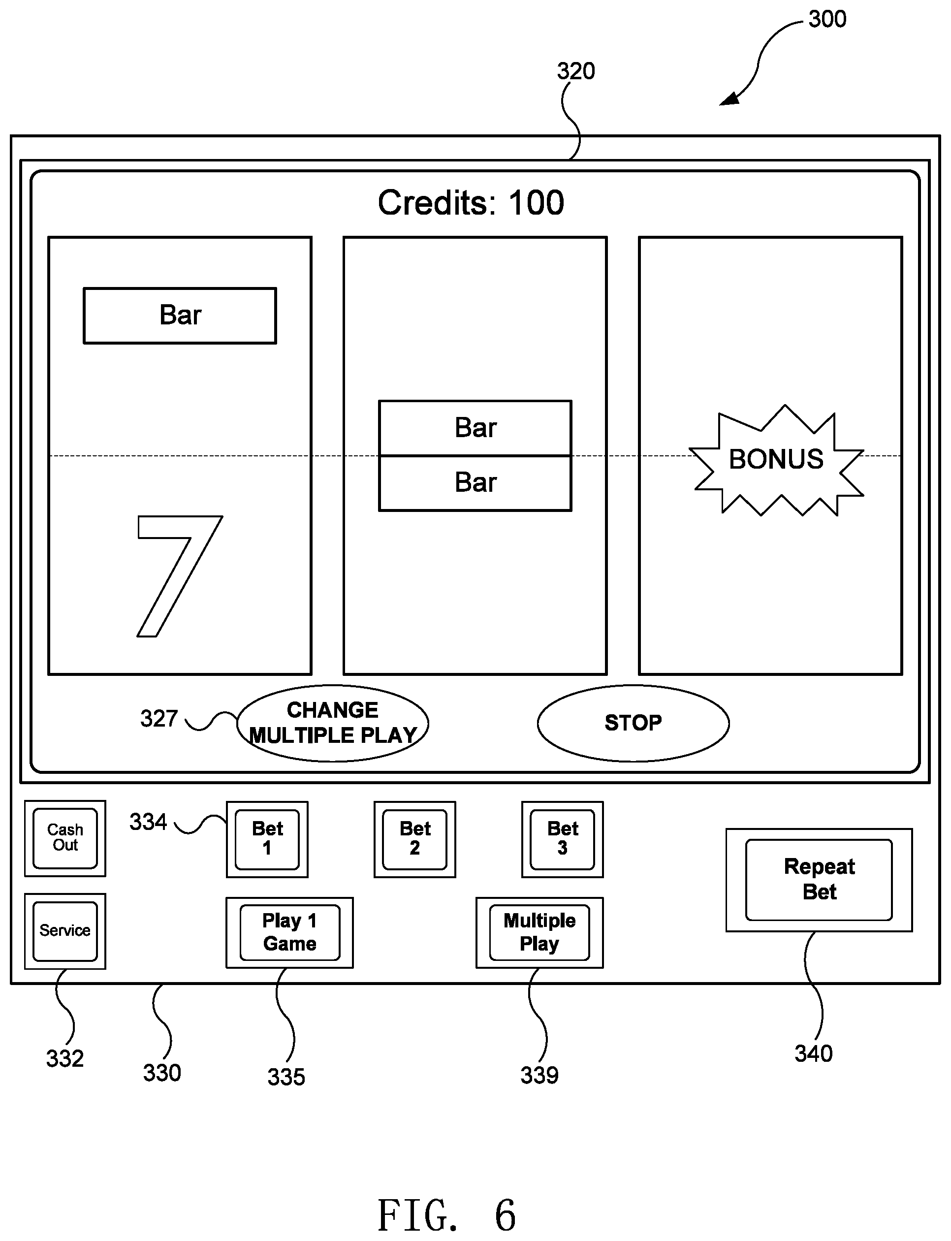 Patent US12347281 Figure 11 – Gaming device having multiple game play option