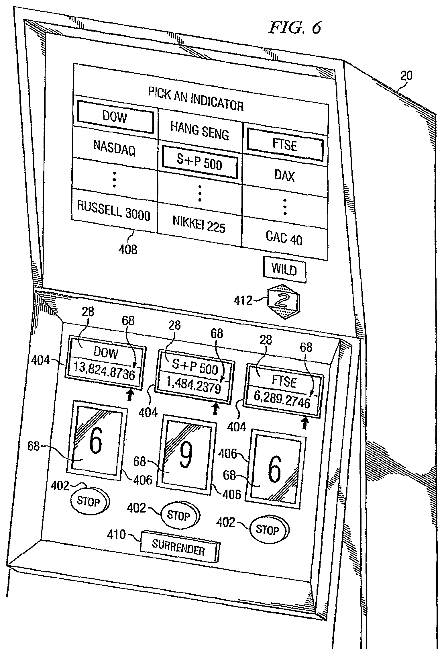 Patent US12347282 Figure 5 – System and method for slot machine game associated with market line wagers