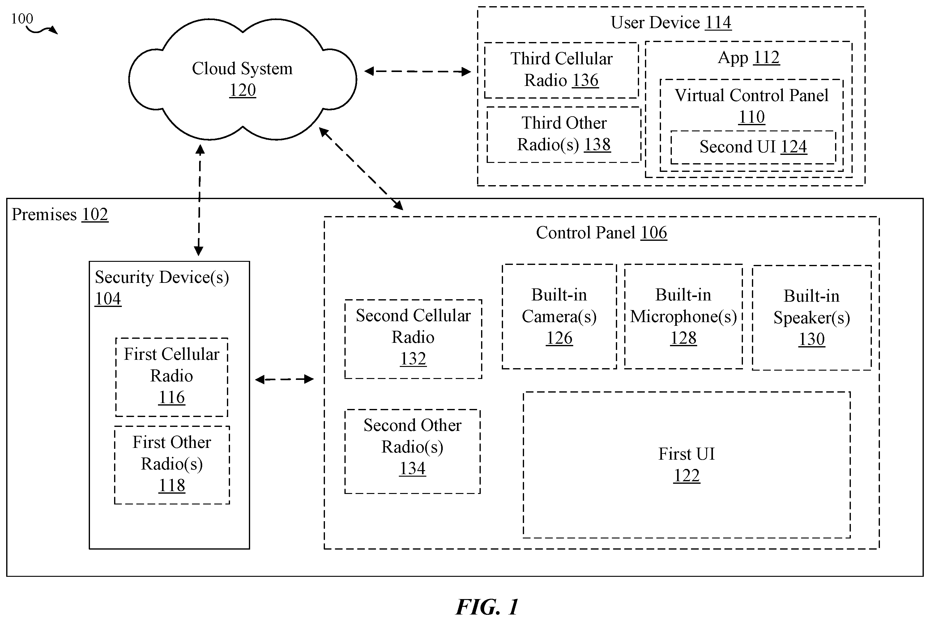 Patent US12347291 Figure 1 – Security / automation system control panel with removable back speaker