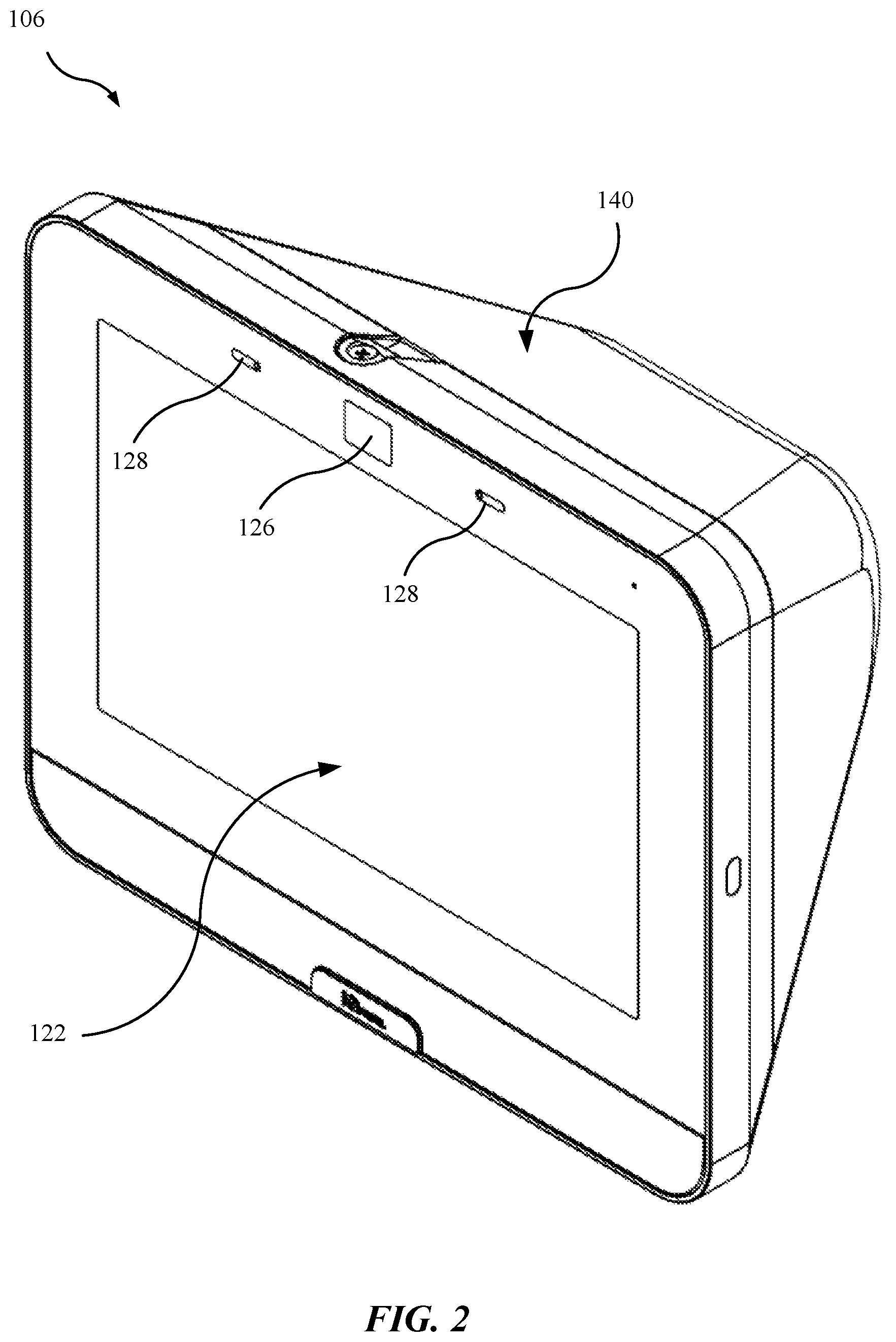 Patent US12347291 Figure 2 – Security / automation system control panel with removable back speaker