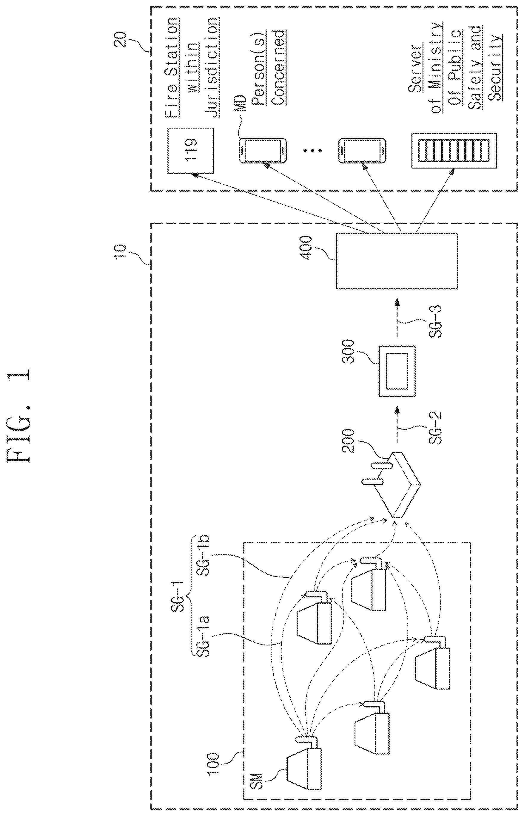 Patent US12347299 Figure 1 – Fire alarm device having traffic control function