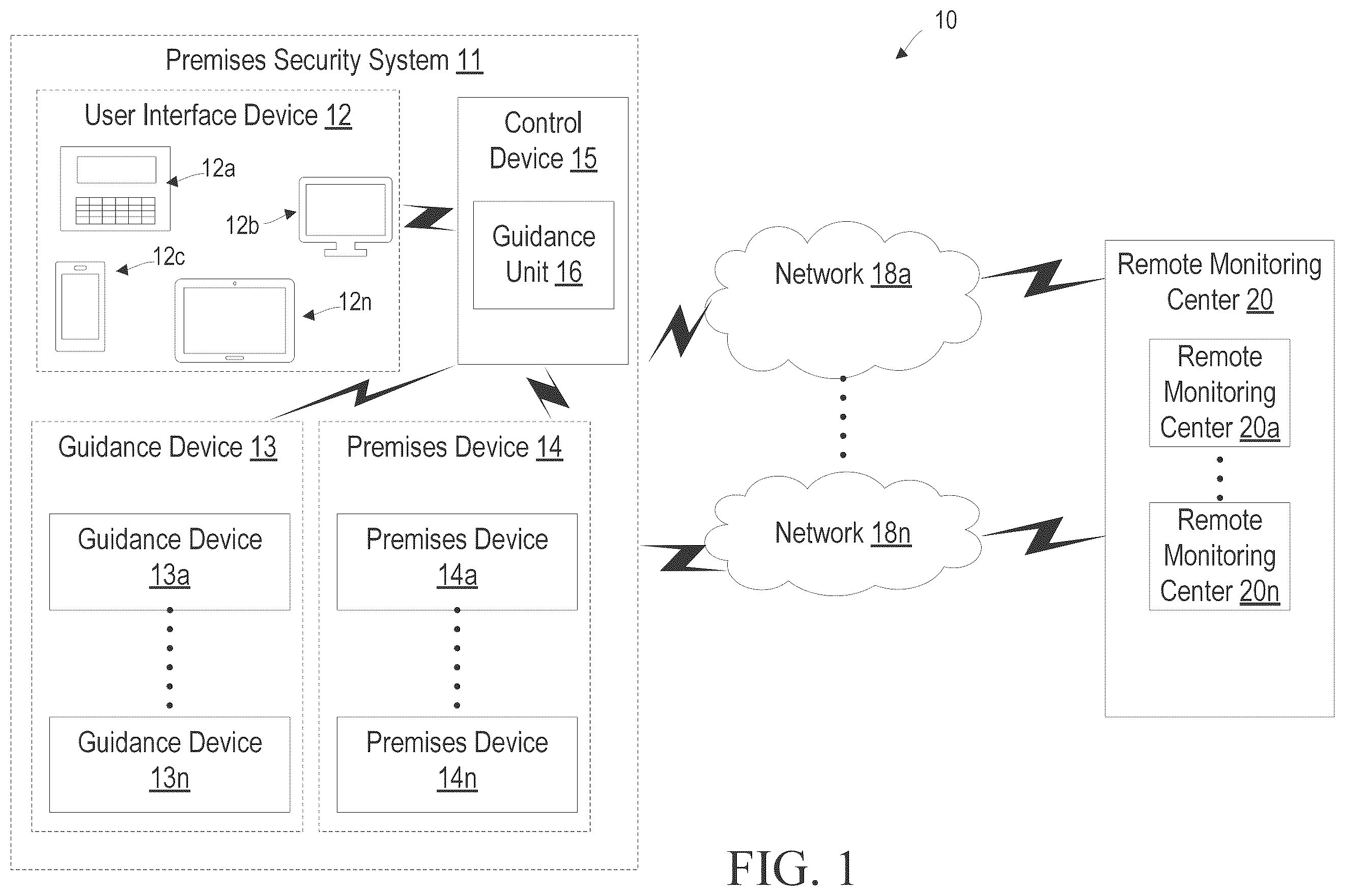 Patent US12347305 — Waypoint-based premises guidance — Figure 1