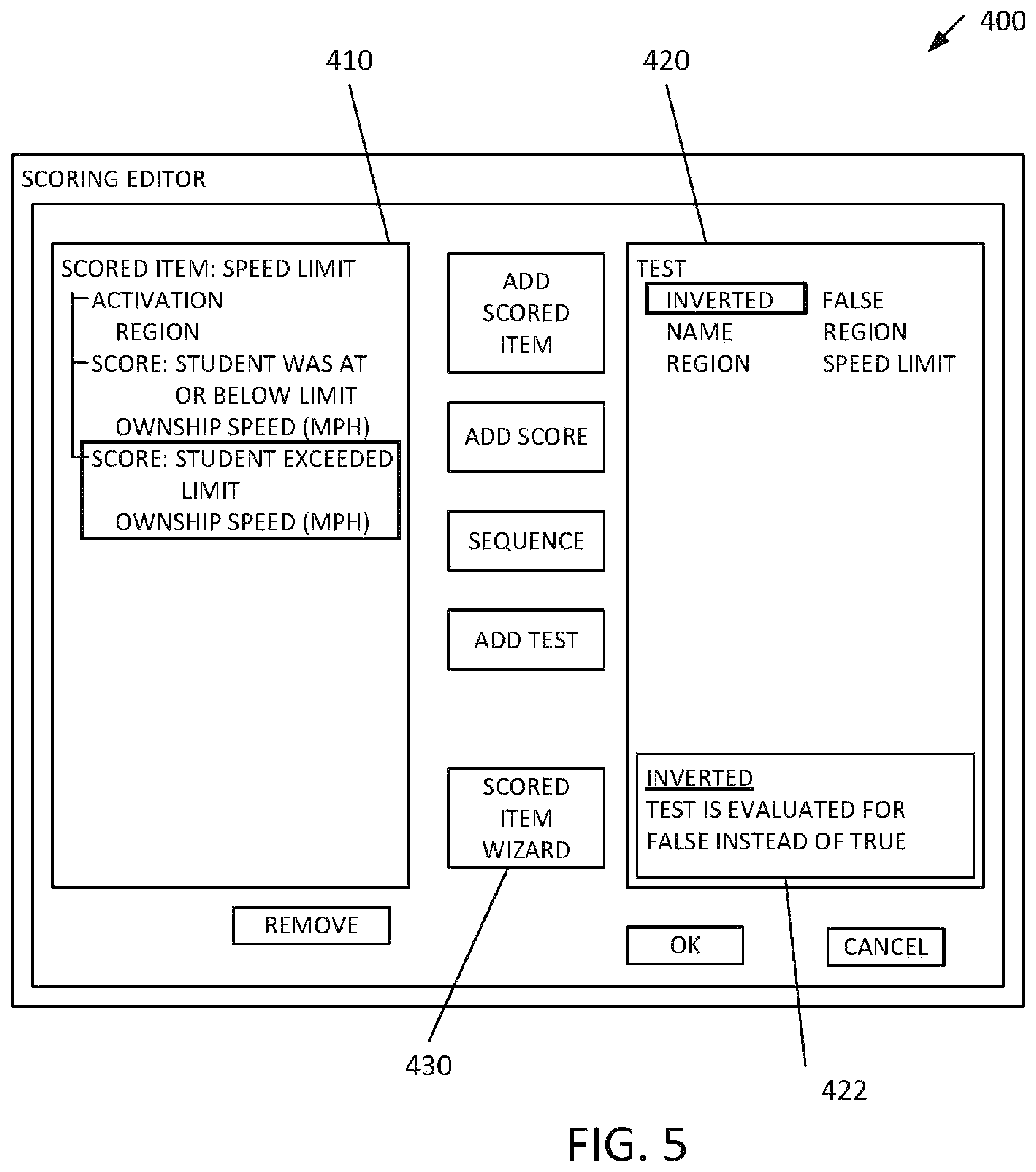 Patent US12347342 Figure 5 – Driving simulation scoring system