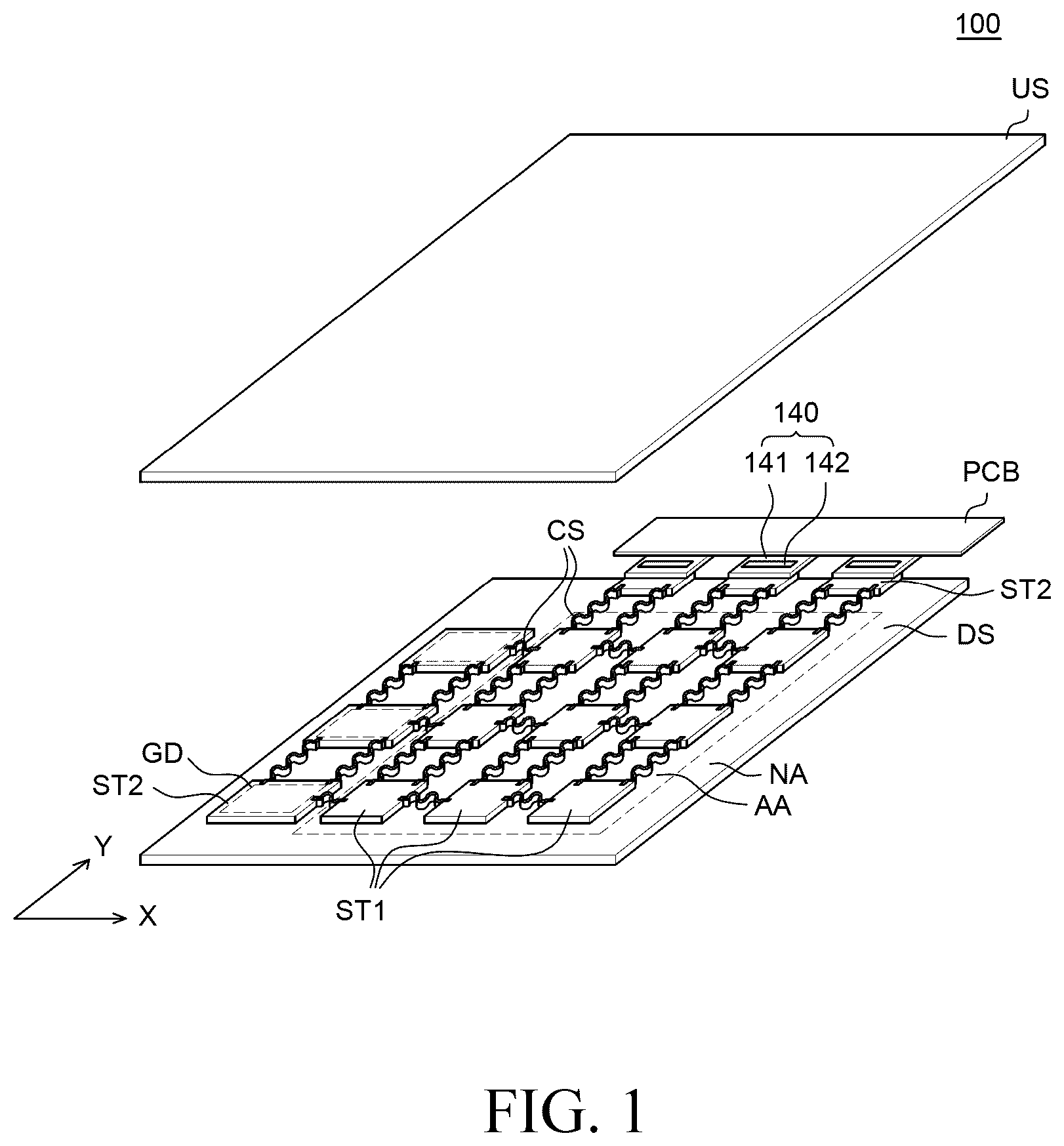 Patent US12347346 Figure 1 – Stretchable display device