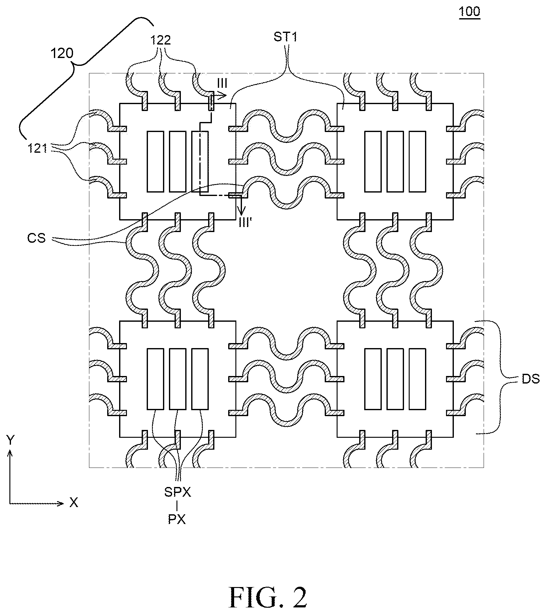 Patent US12347346 Figure 2 – Stretchable display device