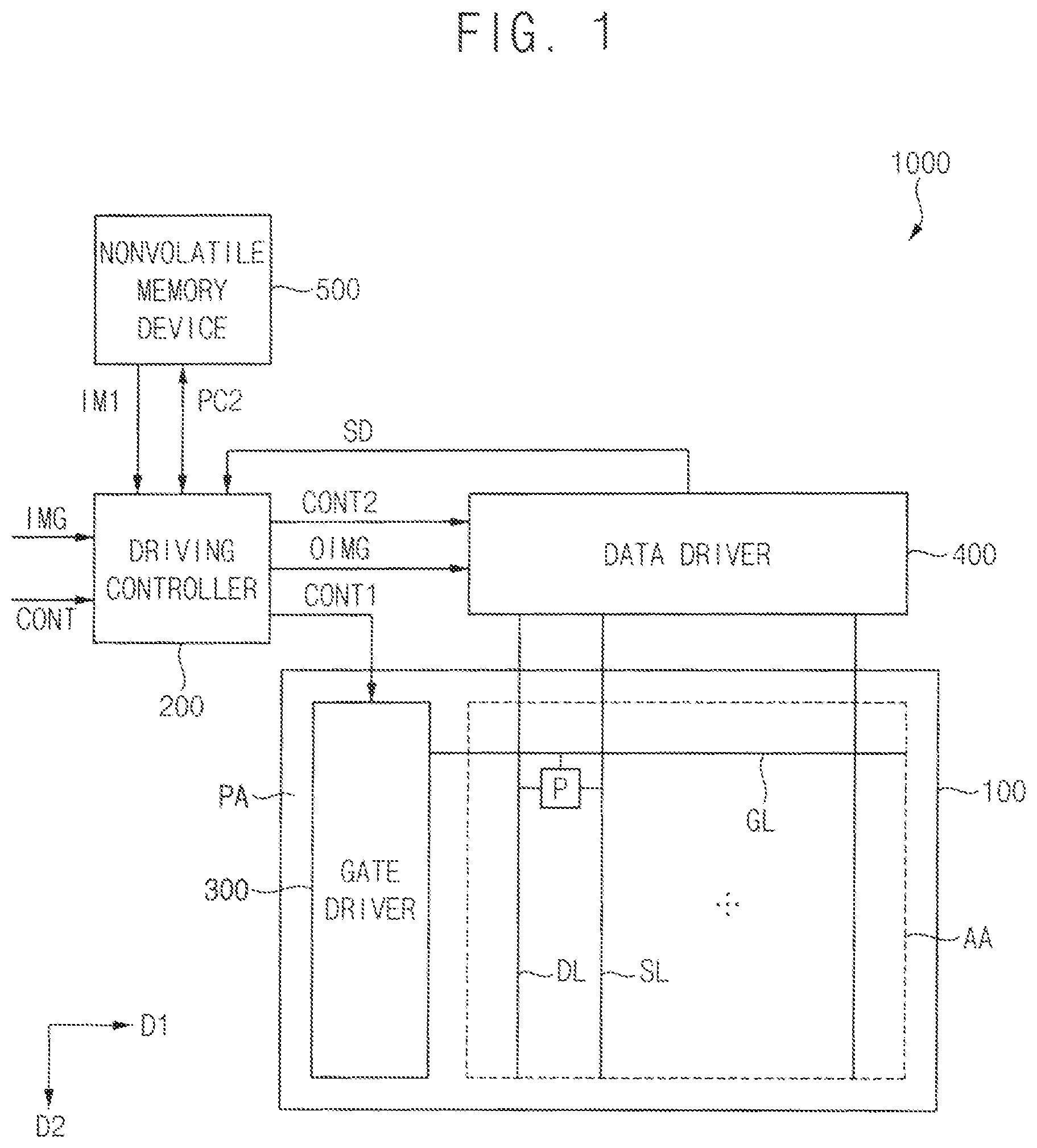 Patent US12347351 Figure 1 – Display device and method of driving the same