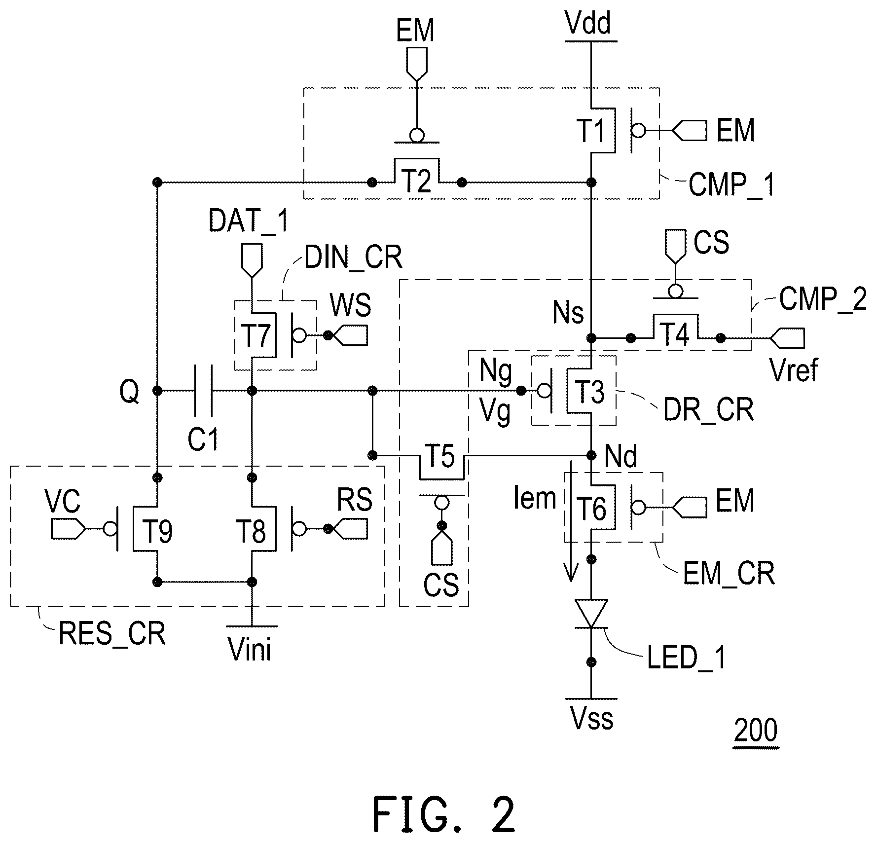 Patent US12347367 Figure 2 – Pixel circuit