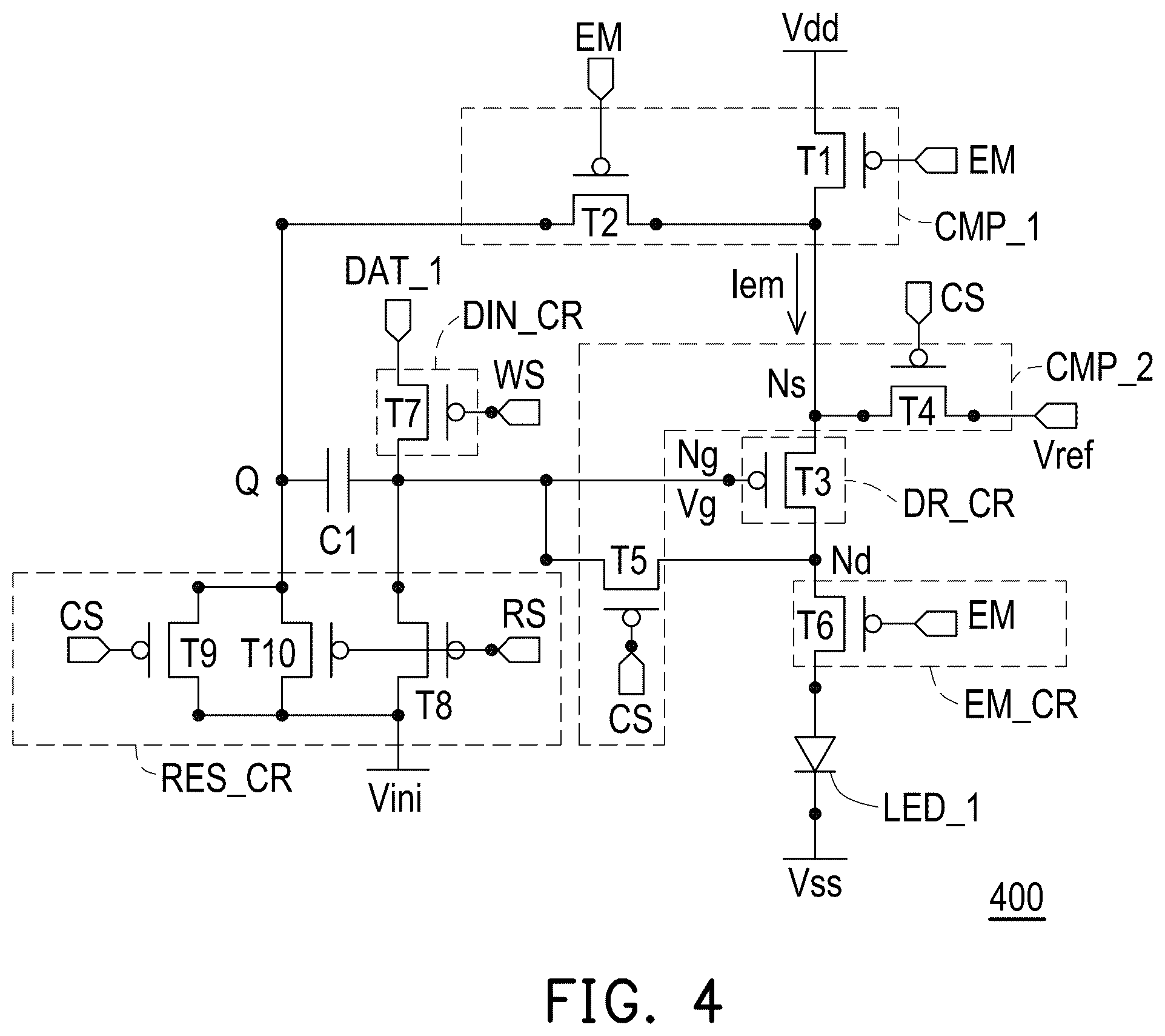 Patent US12347367 Figure 4 – Pixel circuit