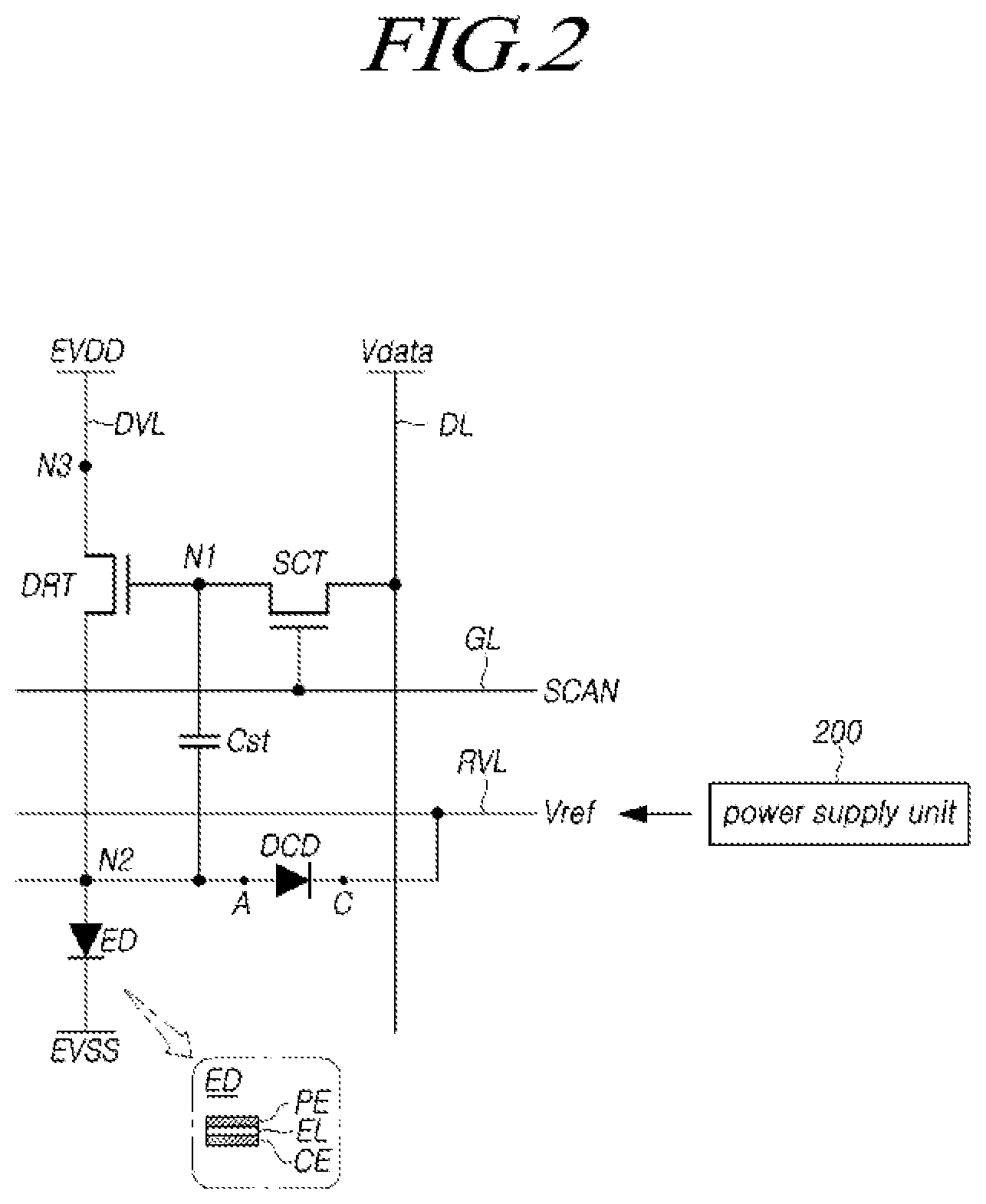 Patent US12347372 Figure 2 – Pixel circuit and display device