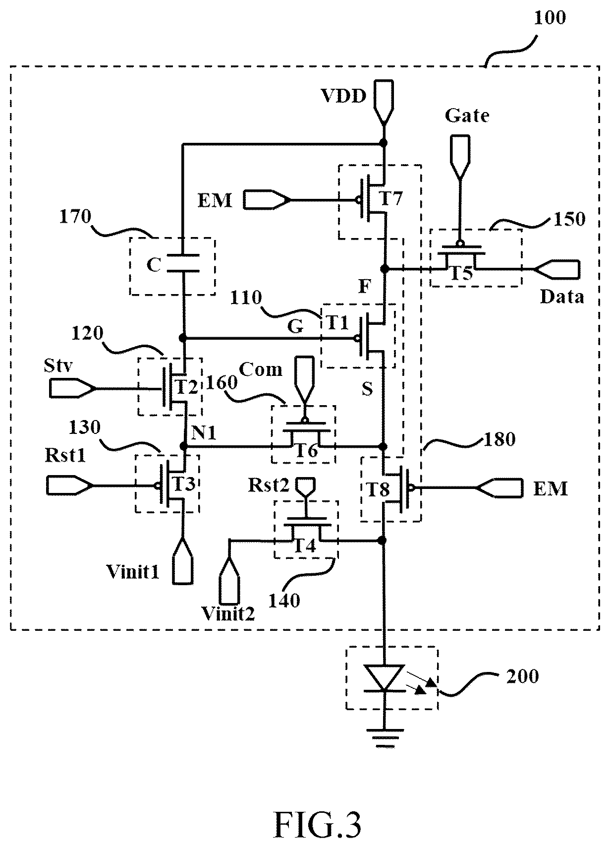 Patent US12347374 Figure 3 – Array substrate for display panel improving response speed of pixel circuit