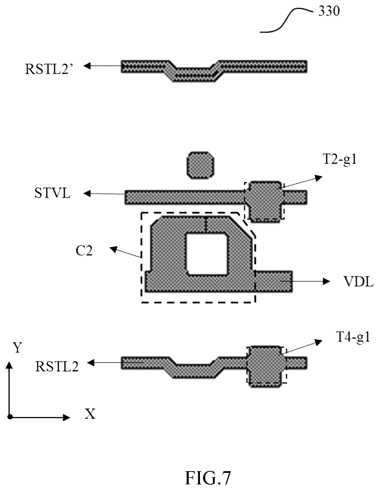 Patent US12347374 Figure 7 – Array substrate for display panel improving response speed of pixel circuit