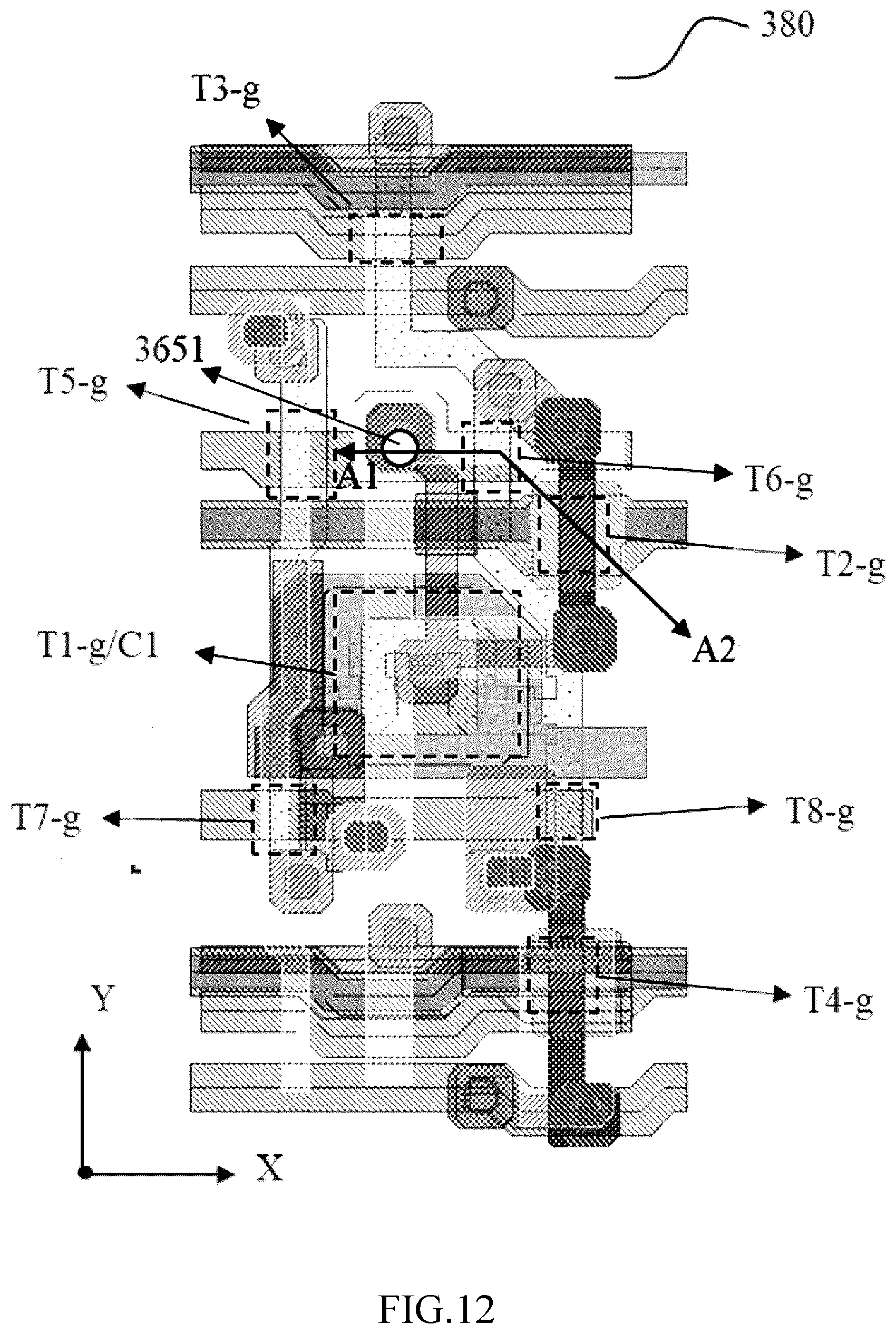 Patent US12347374 Figure 12 – Array substrate for display panel improving response speed of pixel circuit