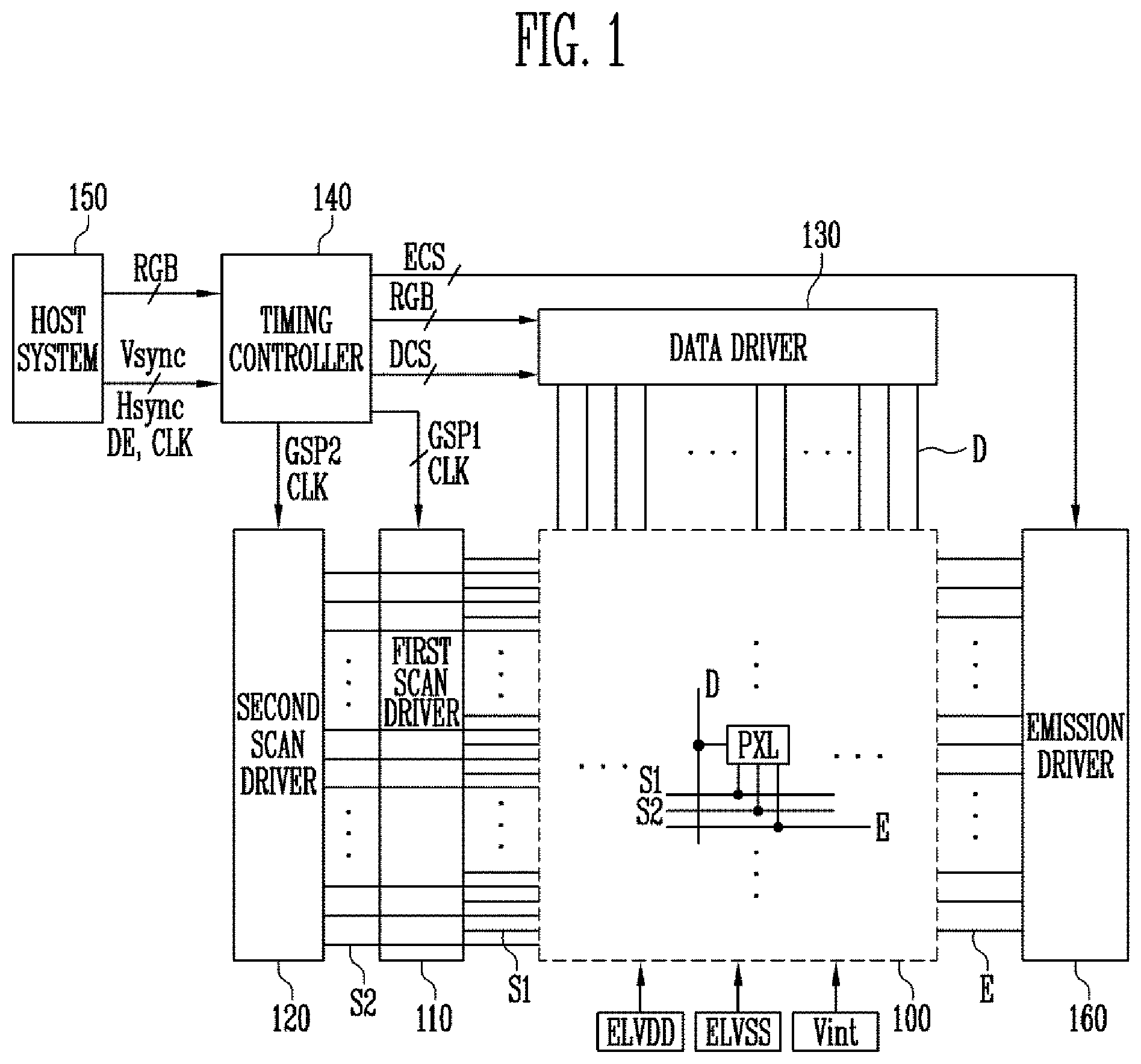 Patent US12347381 Figure 1 – Organic light emitting display device