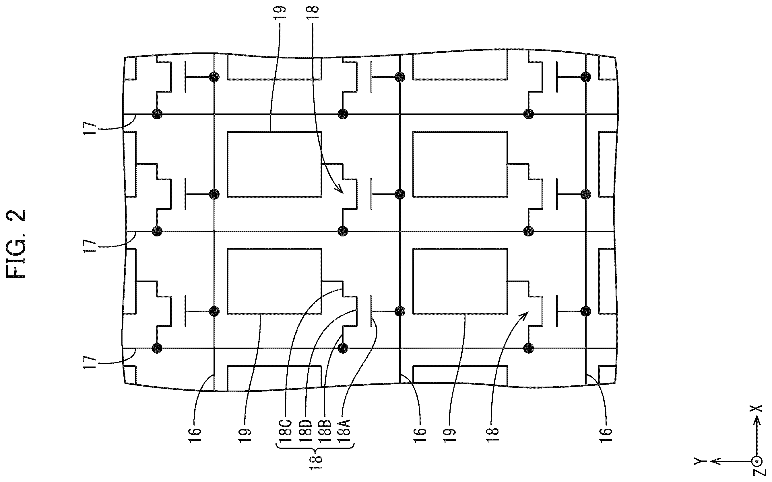 Patent US12347403 Figure 2 – Transistor, circuit substrate, and display device