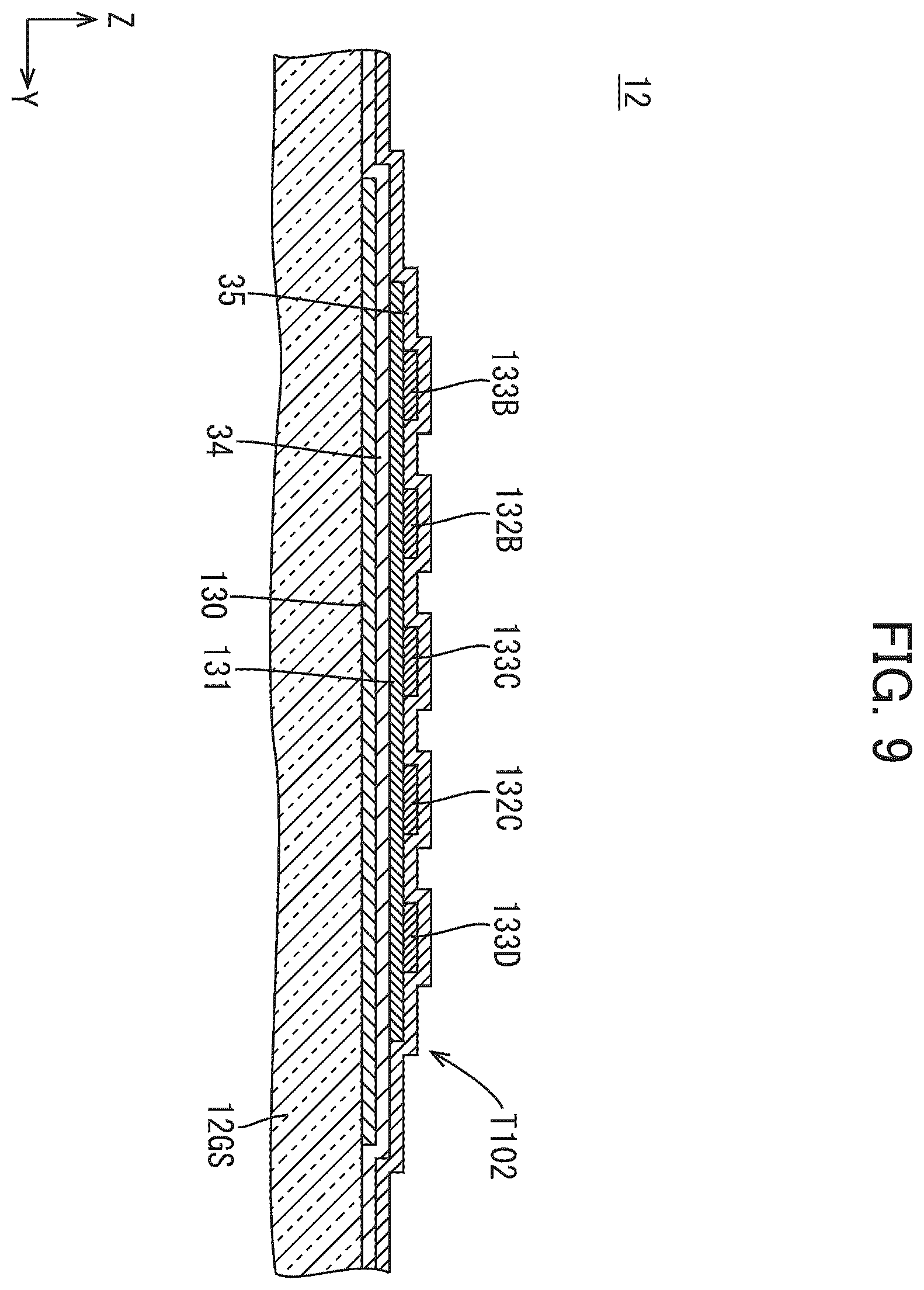 Patent US12347403 Figure 9 – Transistor, circuit substrate, and display device