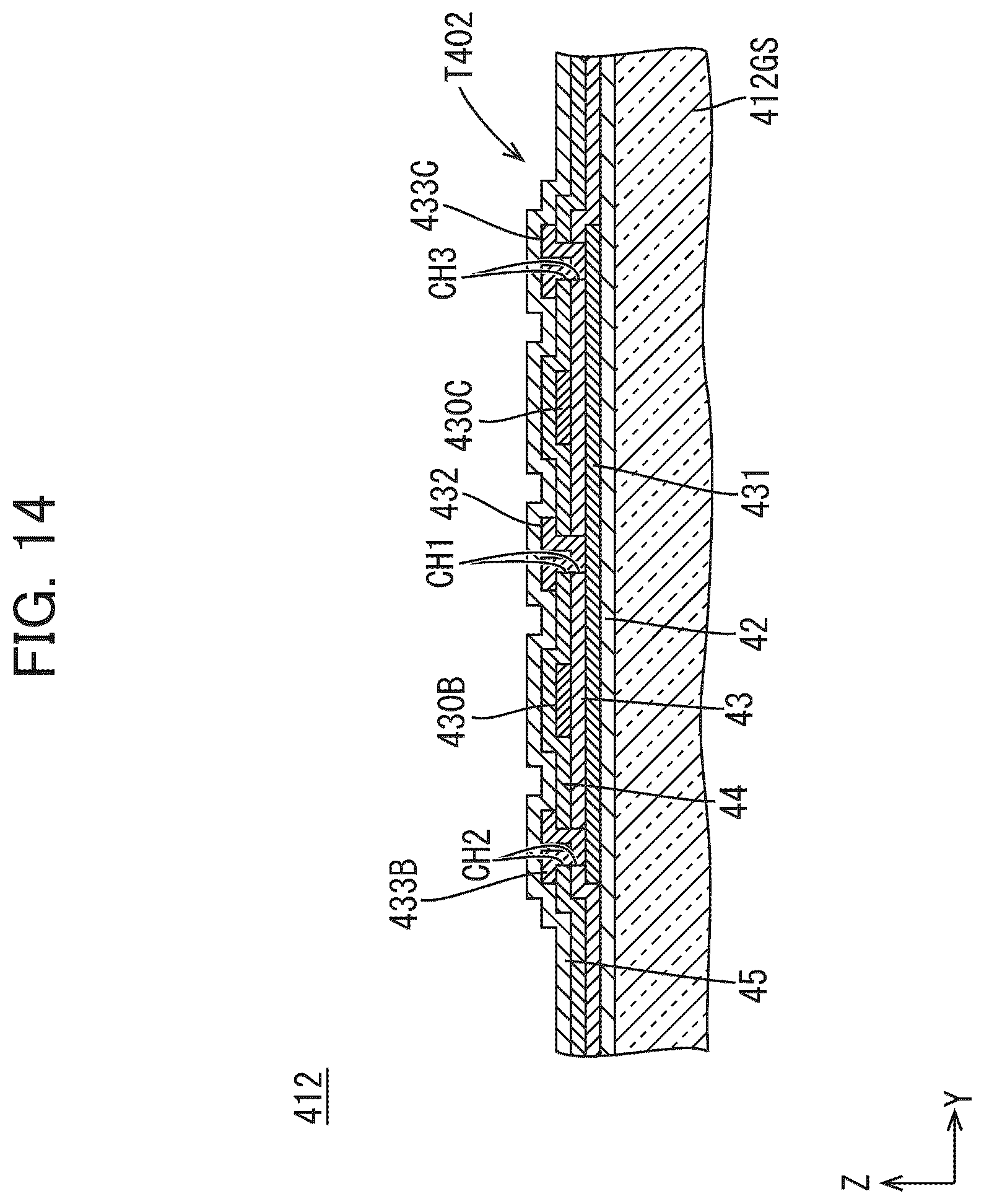 Patent US12347403 Figure 14 – Transistor, circuit substrate, and display device