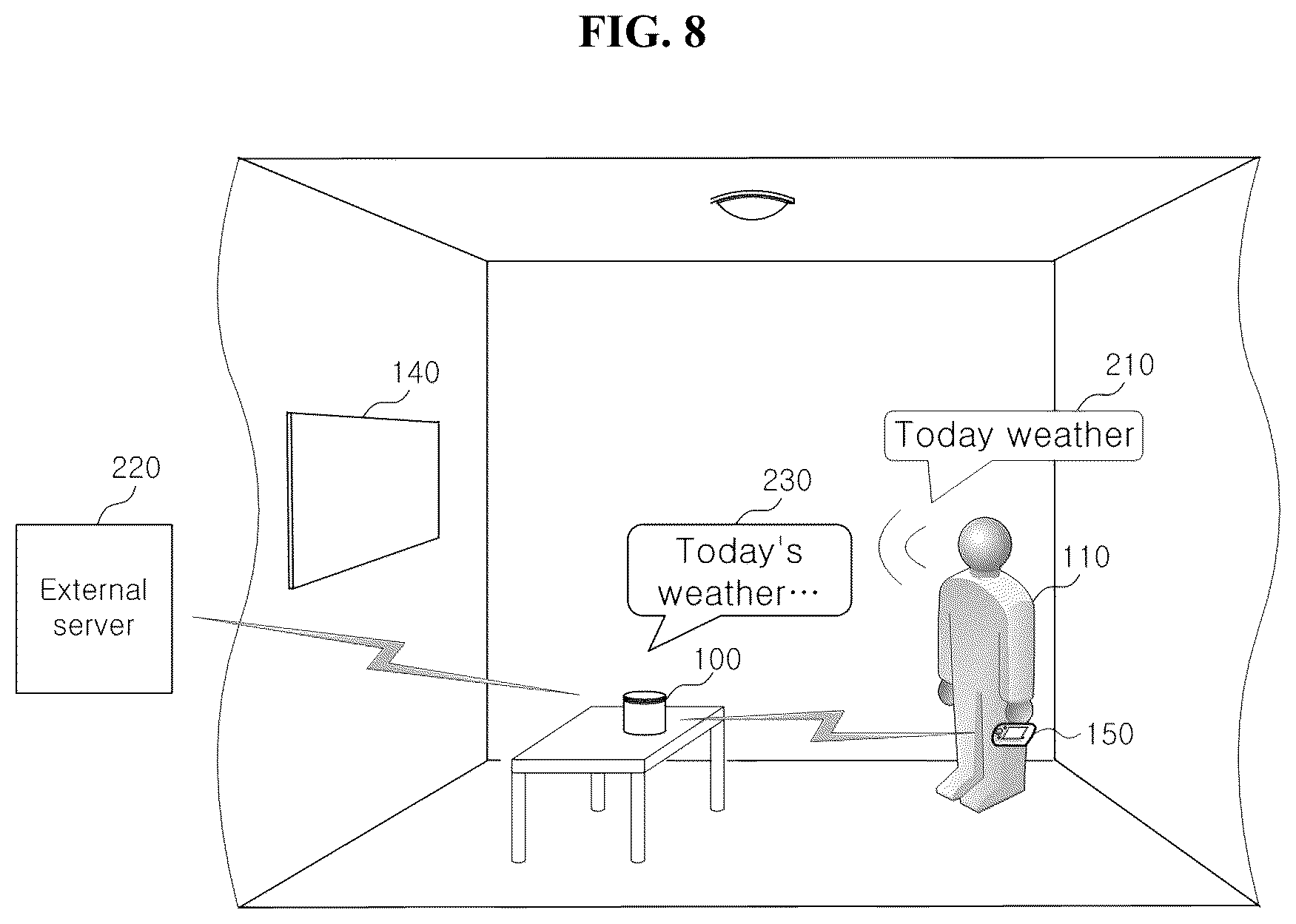 Patent US12347427 Figure 8 – Medium selection for providing information corresponding to voice request
