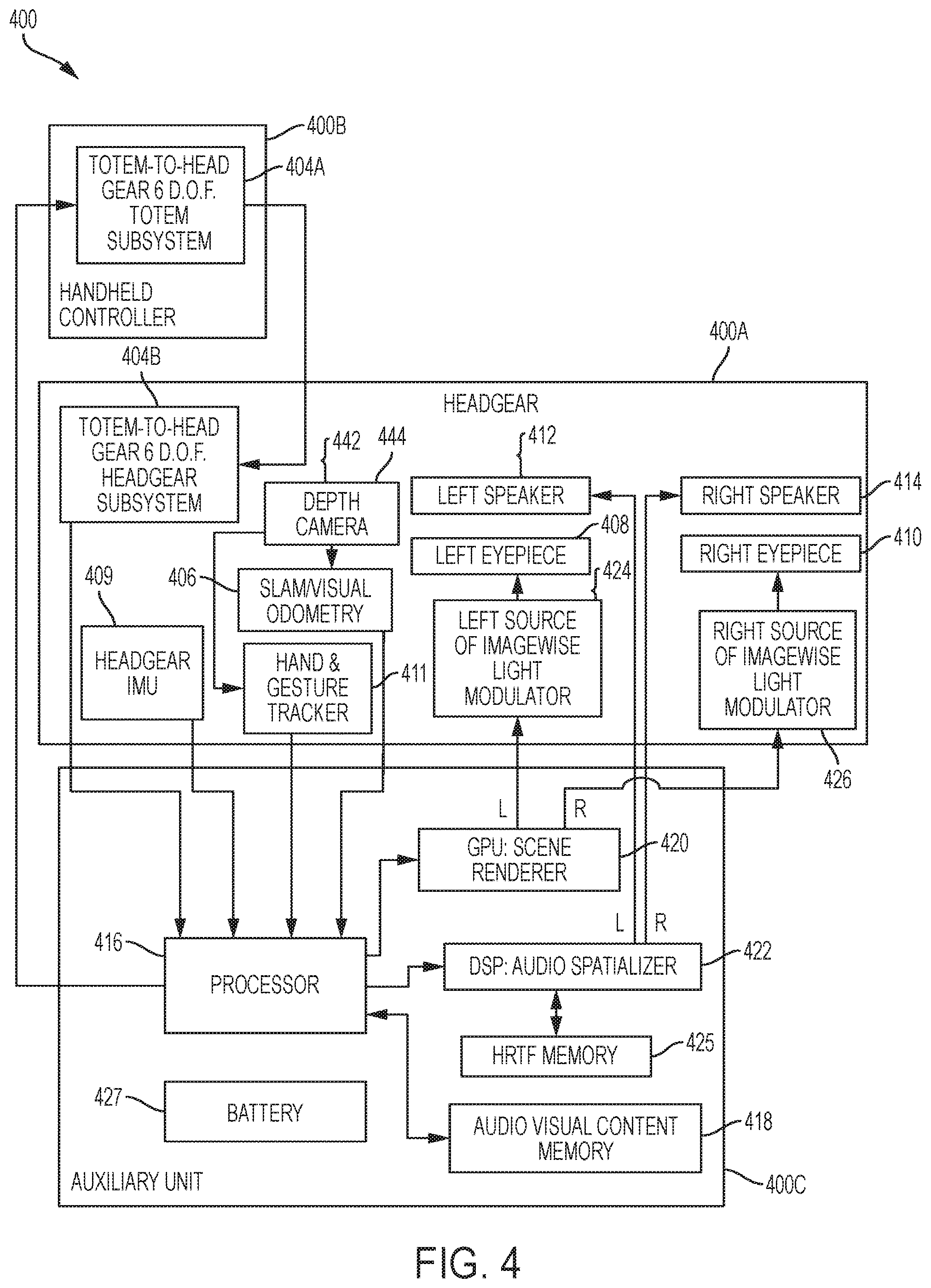 Patent US12347448 Figure 4 – Wearable system speech processing