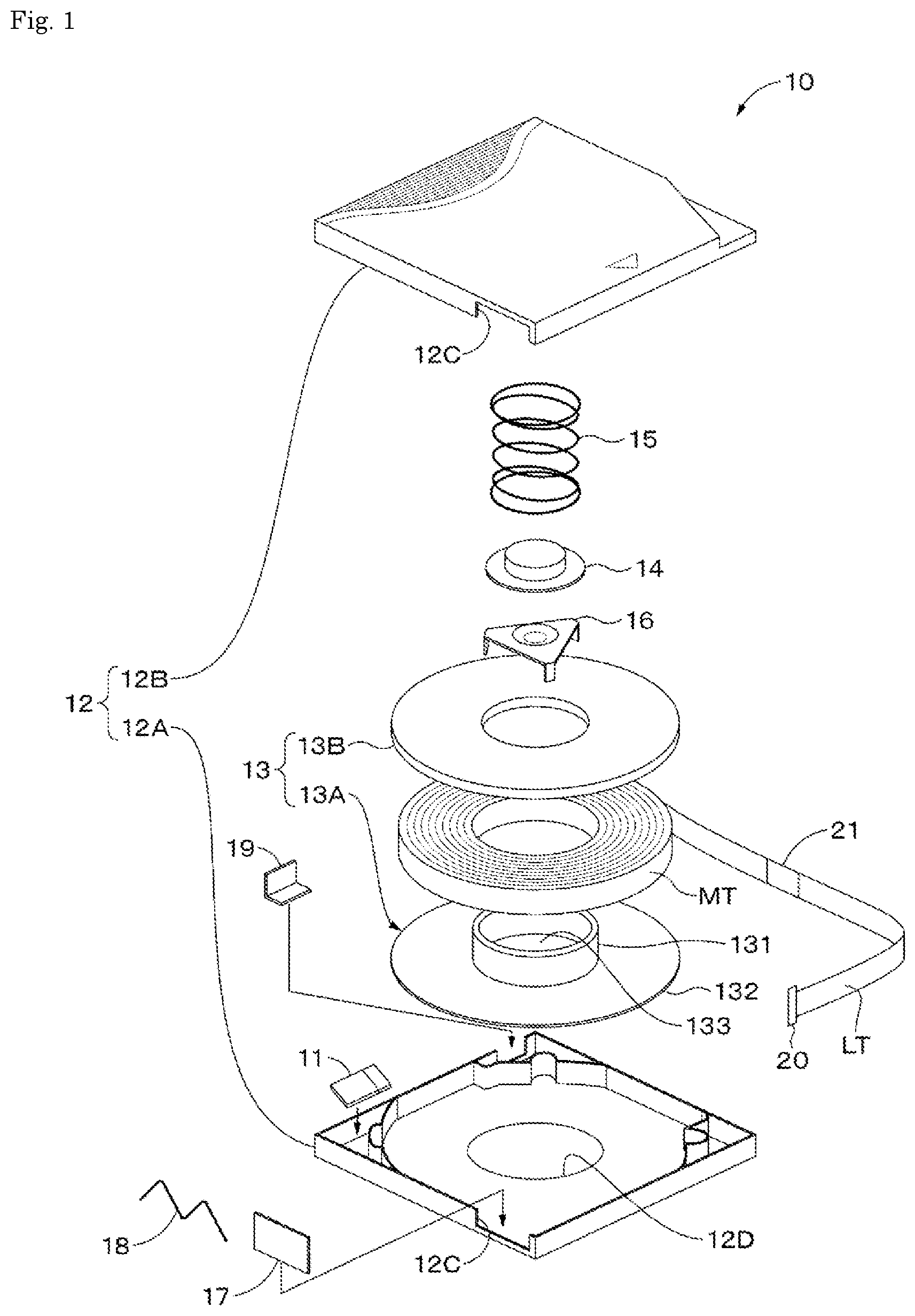 Patent US12347457 Figure 1 – Cartridge including magnetic tape including magnetic layer including protrusions on surface thereof