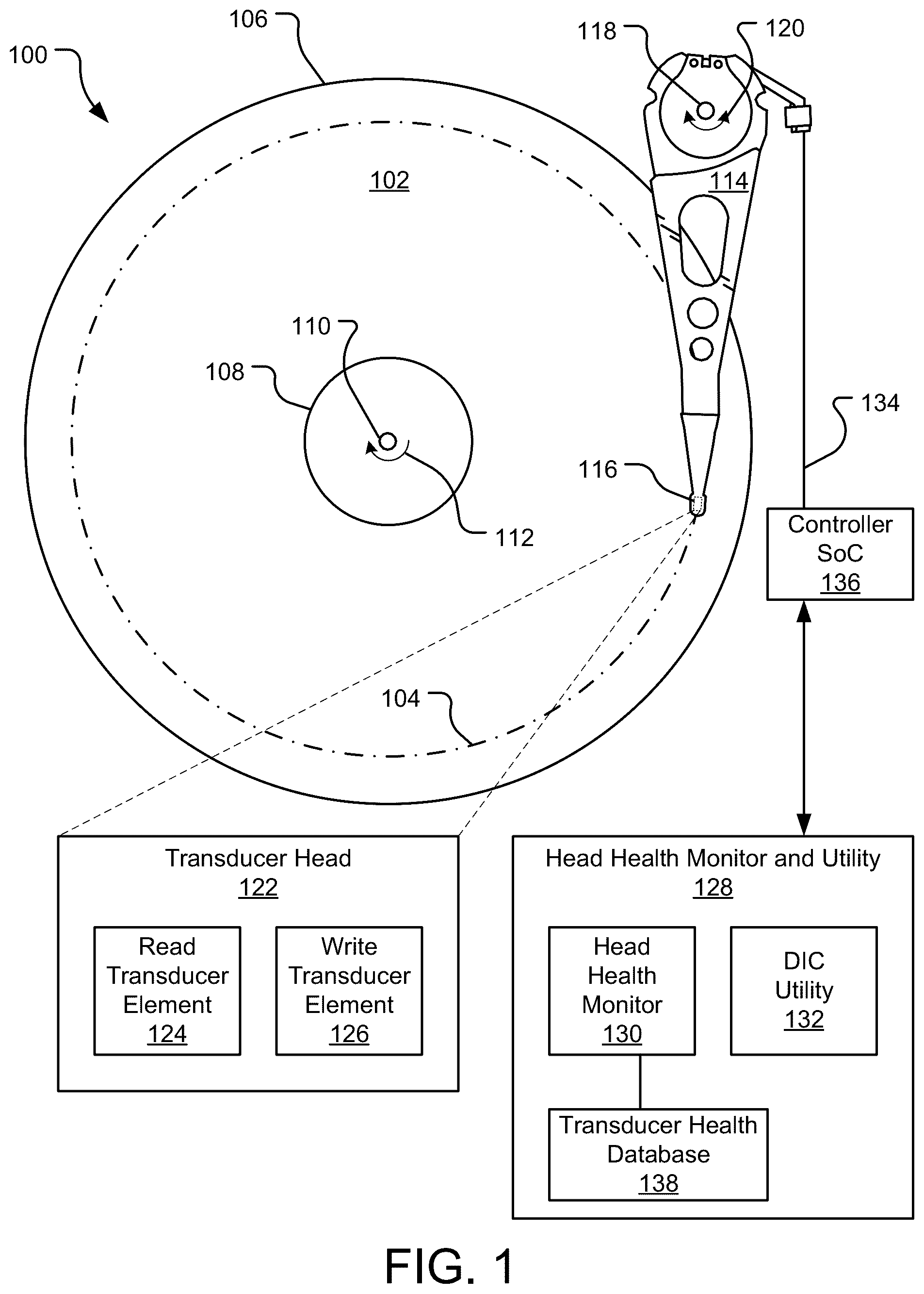 Patent US12347463 Figure 1 – Head health monitor triggered data field integrity check