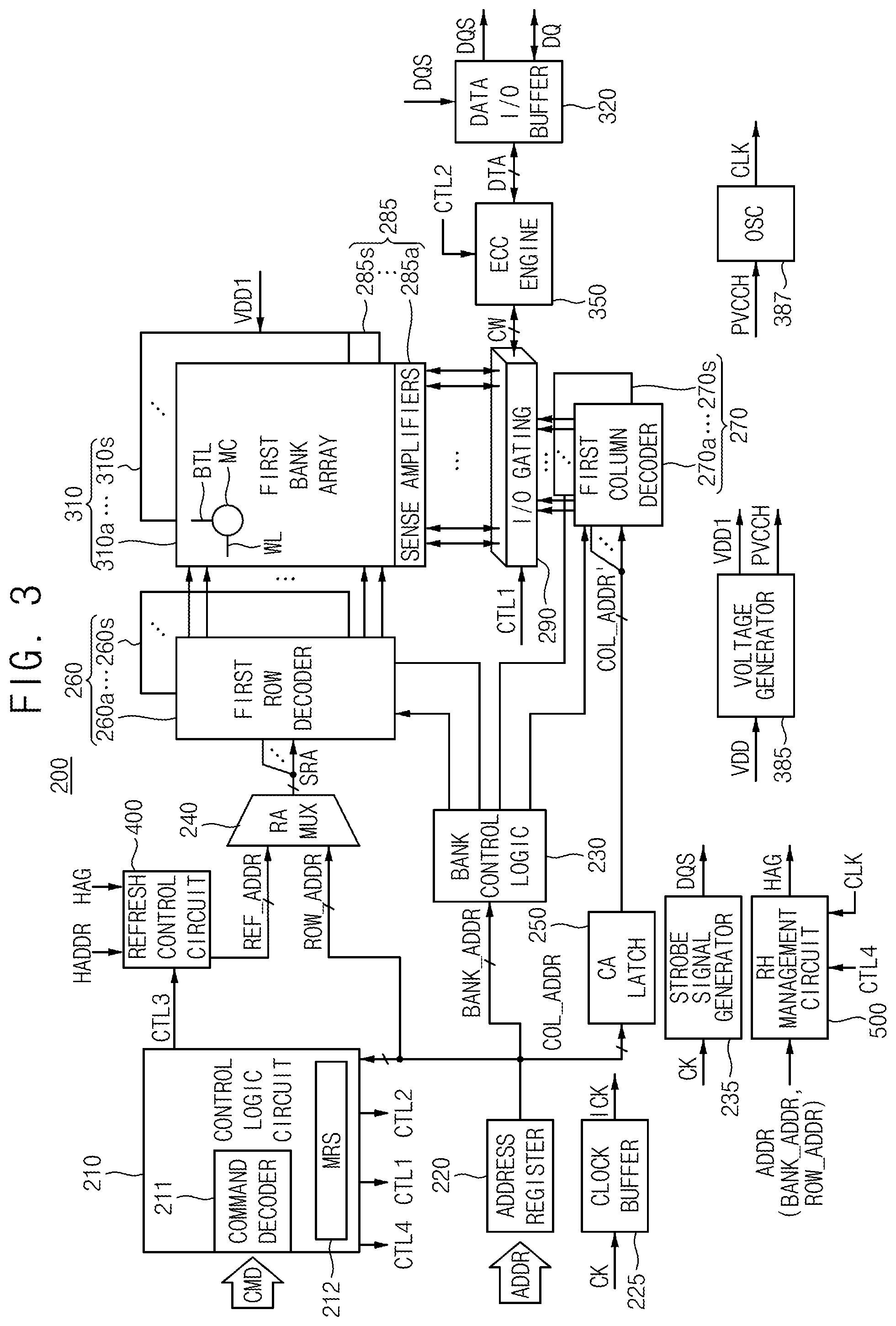 Patent US12347477 Figure 3 – Integrated circuit memory devices having efficient row hammer management and memory systems including the same