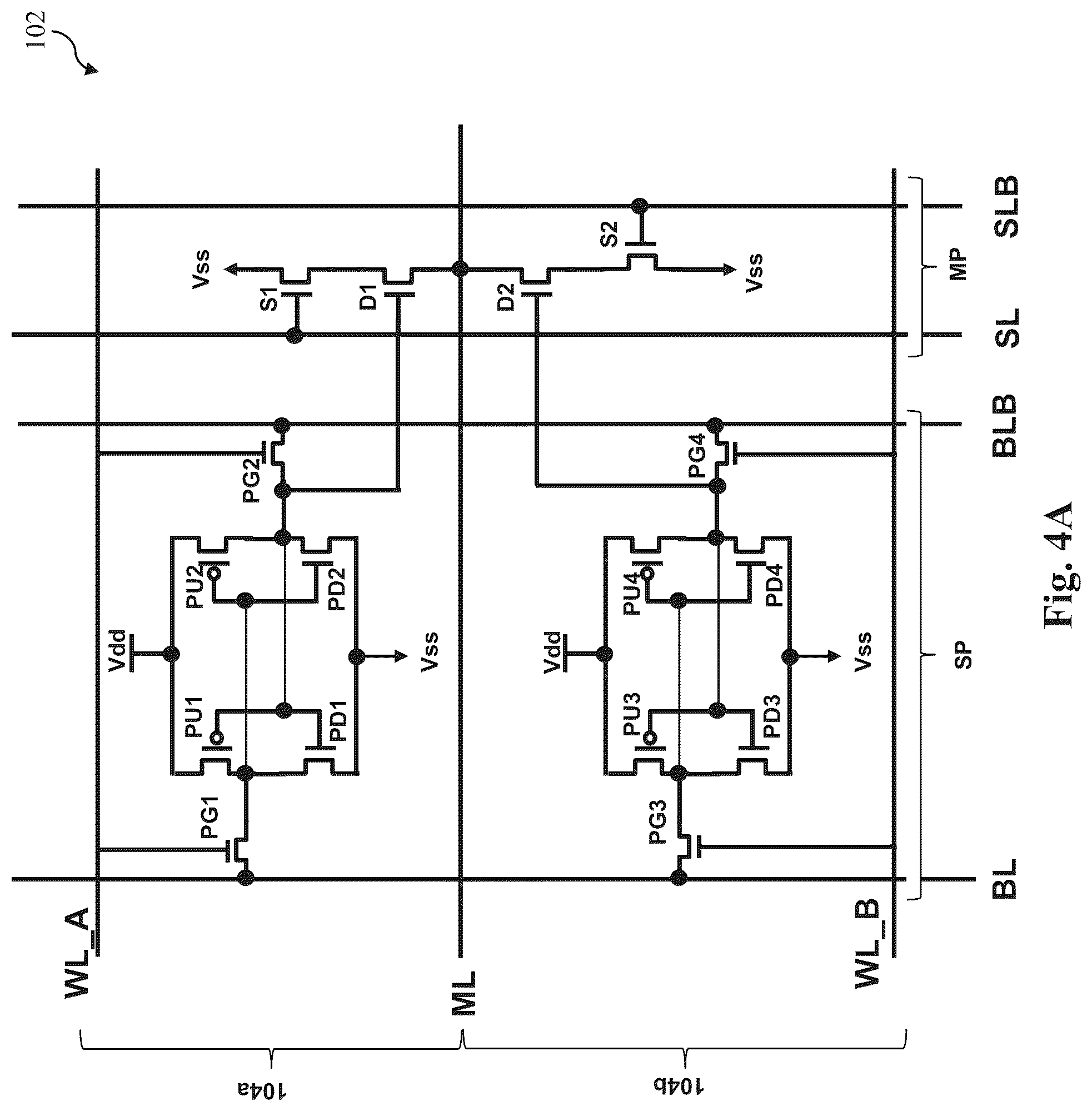 Patent US12347489 Figure 4 – Content addressable memory array device structure