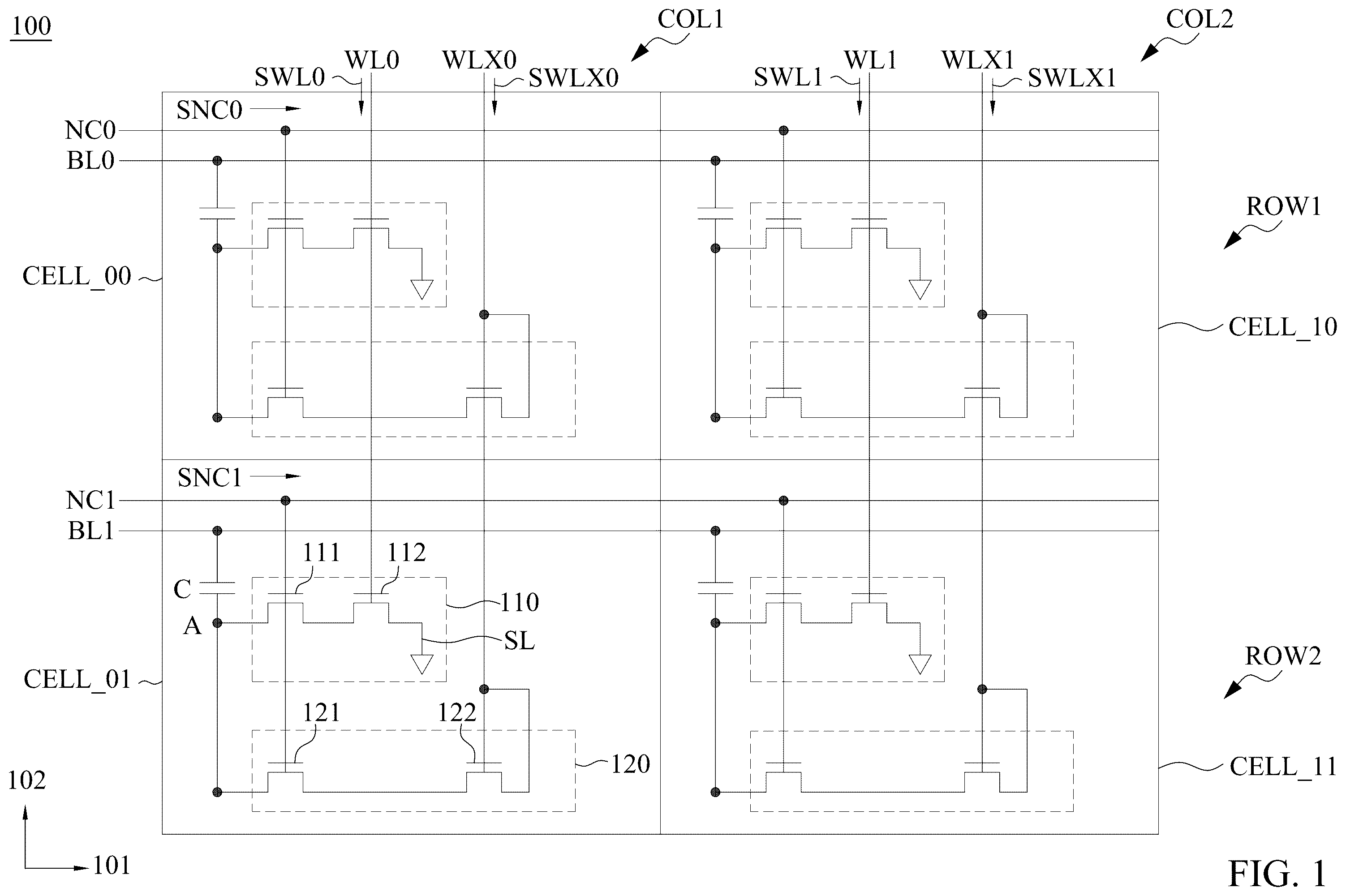 Patent US12347505 Figure 1 – Memory device and operating method of the same