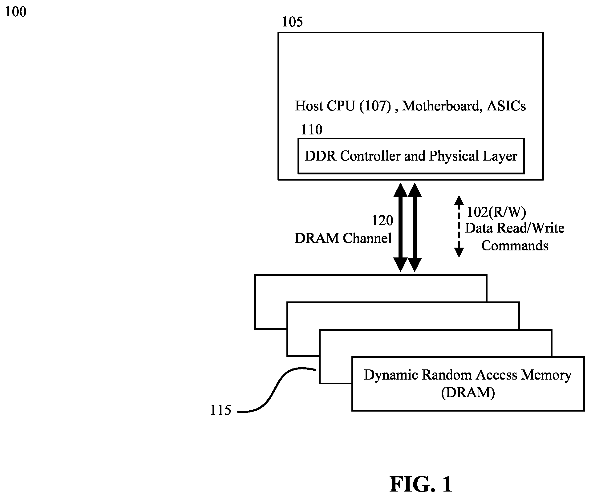 Patent US12347512 — Error detection, correction, and media management on a memory device — Figure 1