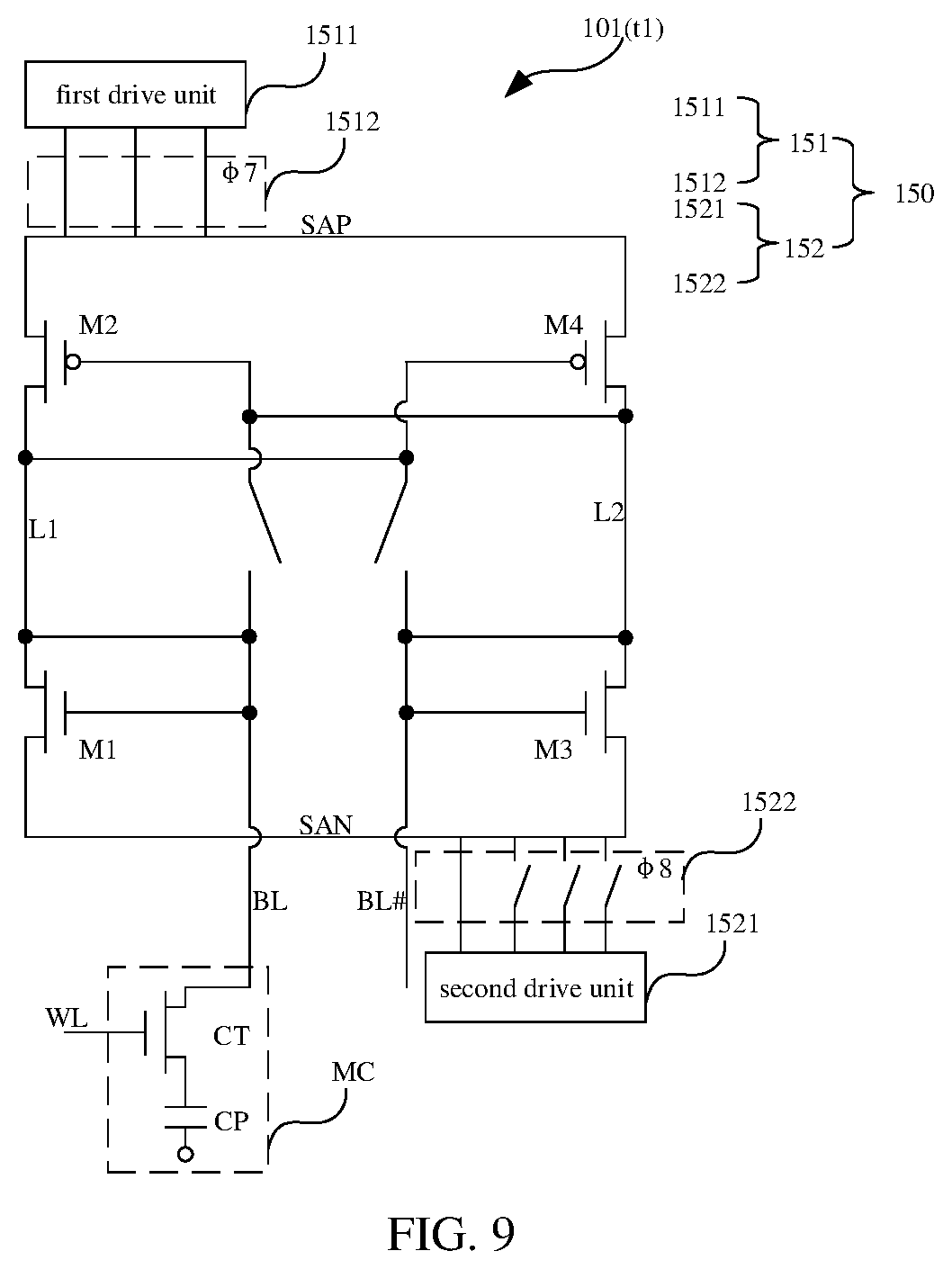 Patent US12347516 Figure 8 – Random access memory and sense-amplifying compensation circuit thereof