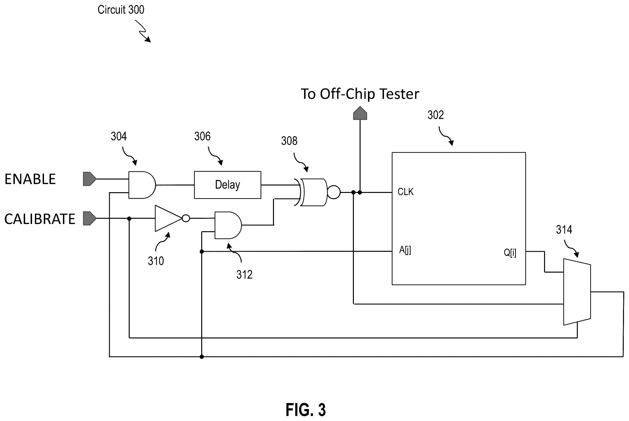 Patent US12347522 Figure 3 – On-chip automation of clock-to-Q access time measurement of a memory device