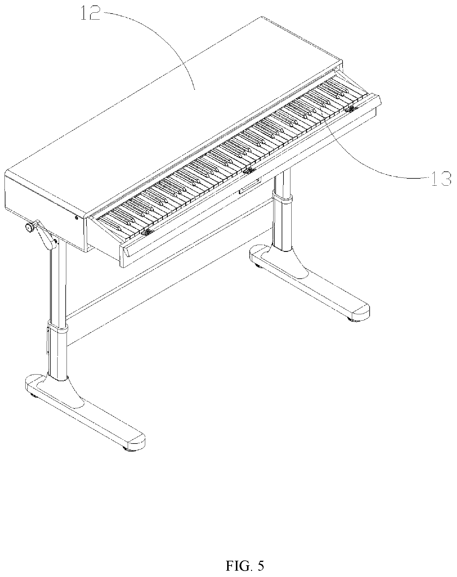 Patent US12347523 Figure 5 – Height-adjustable desk-type electric piano