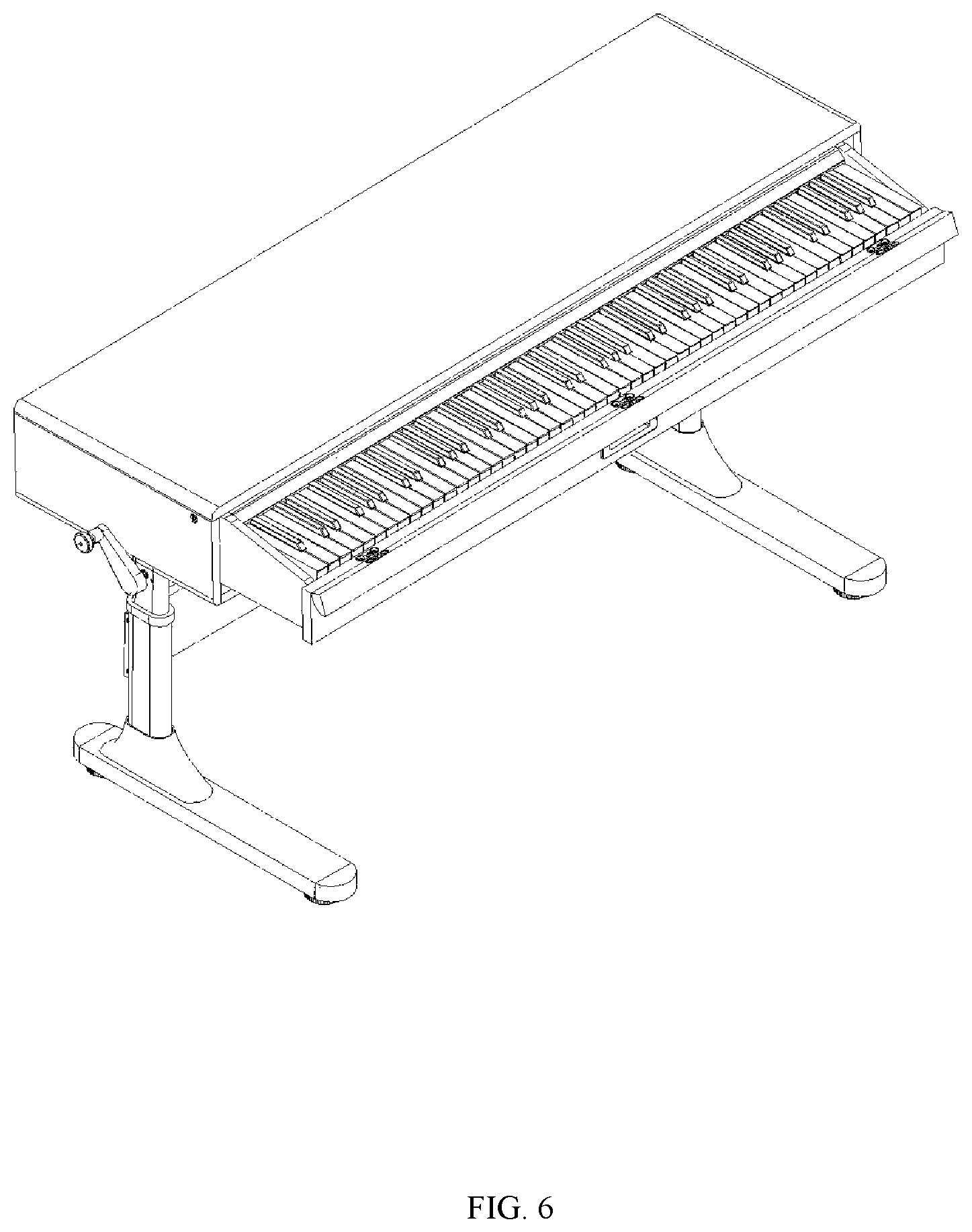 Patent US12347523 Figure 6 – Height-adjustable desk-type electric piano