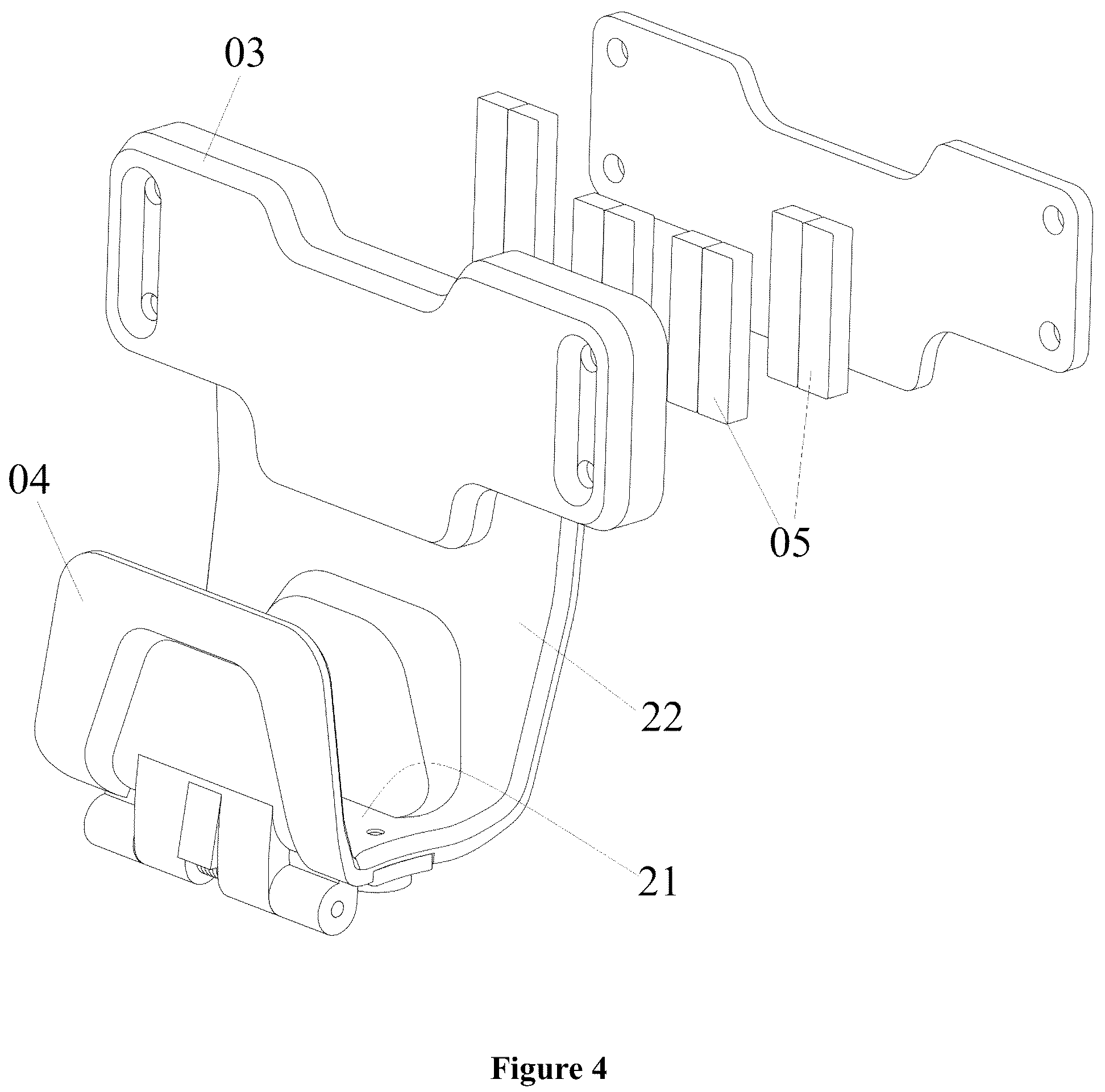 Patent US12347615 Figure 4 – Side firearm magnet mount and method of securely holding firearm and preventing accidental discharge