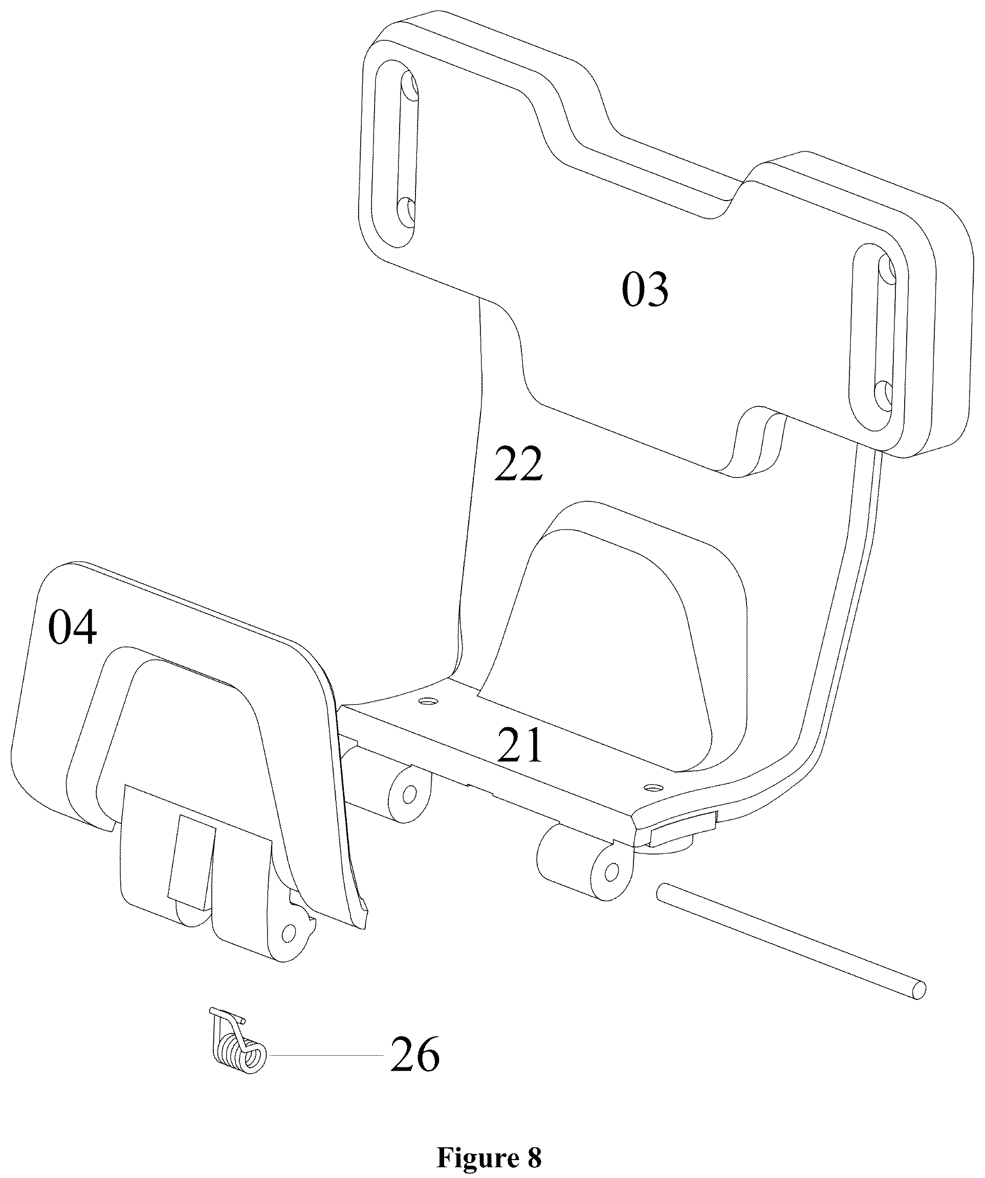 Patent US12347615 Figure 8 – Side firearm magnet mount and method of securely holding firearm and preventing accidental discharge
