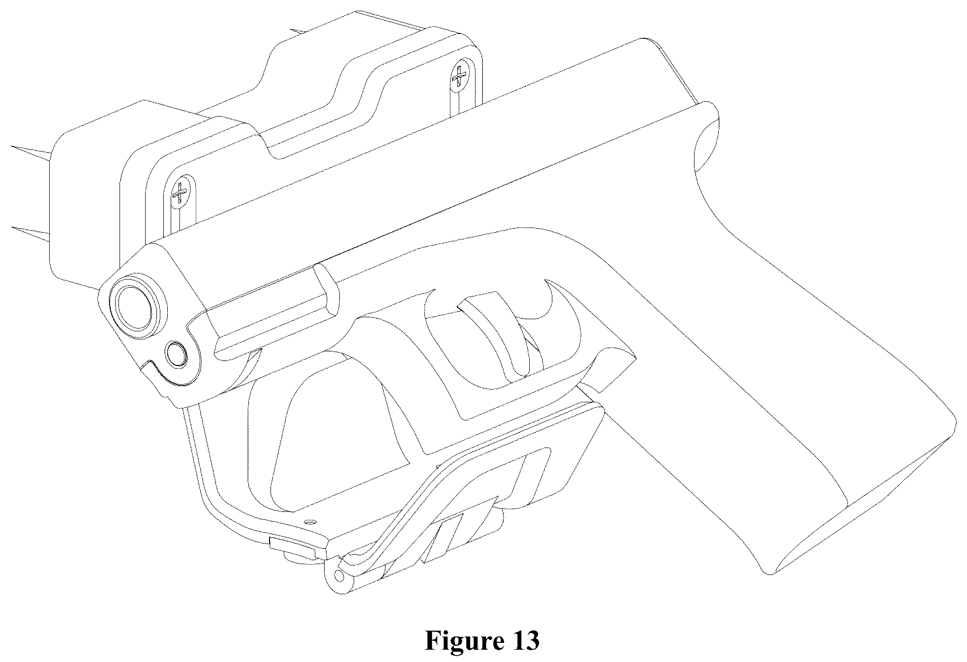 Patent US12347615 Figure 13 – Side firearm magnet mount and method of securely holding firearm and preventing accidental discharge