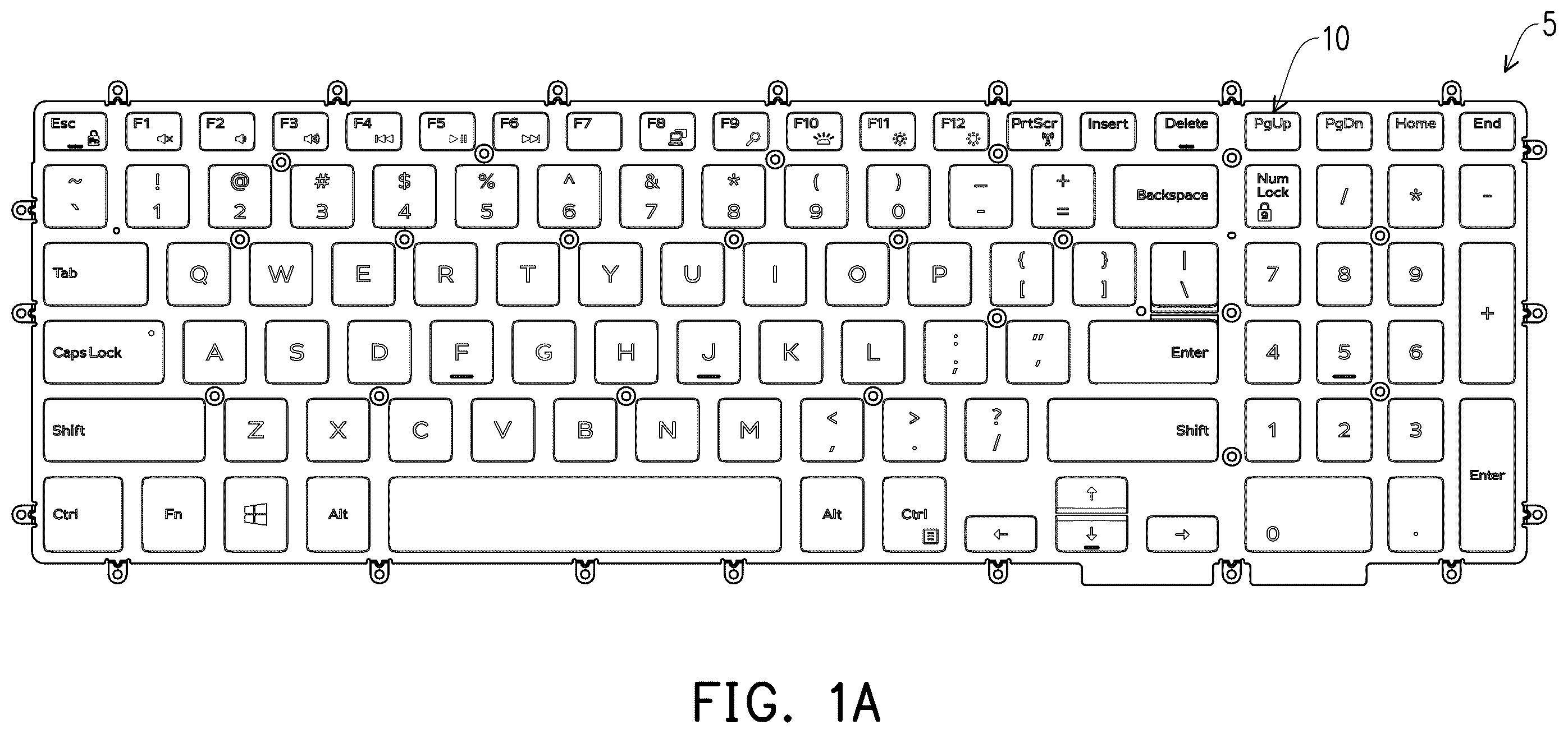 Patent US12347631 Figure 1 – Light-emitting keyboard and backlight module