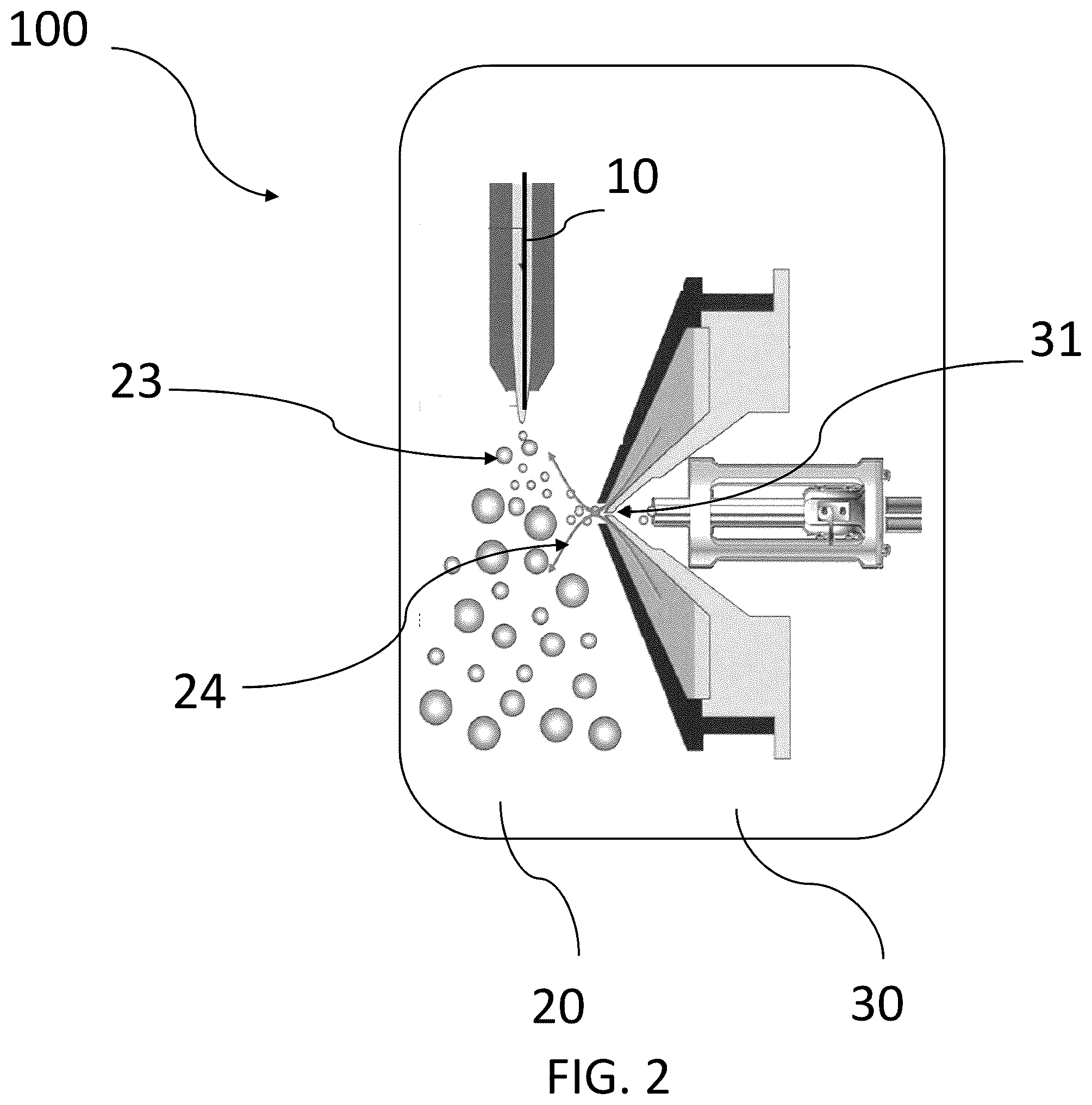Patent US12347666 Figure 2 – Positioning of a needle-like component in a mass spectrometry system