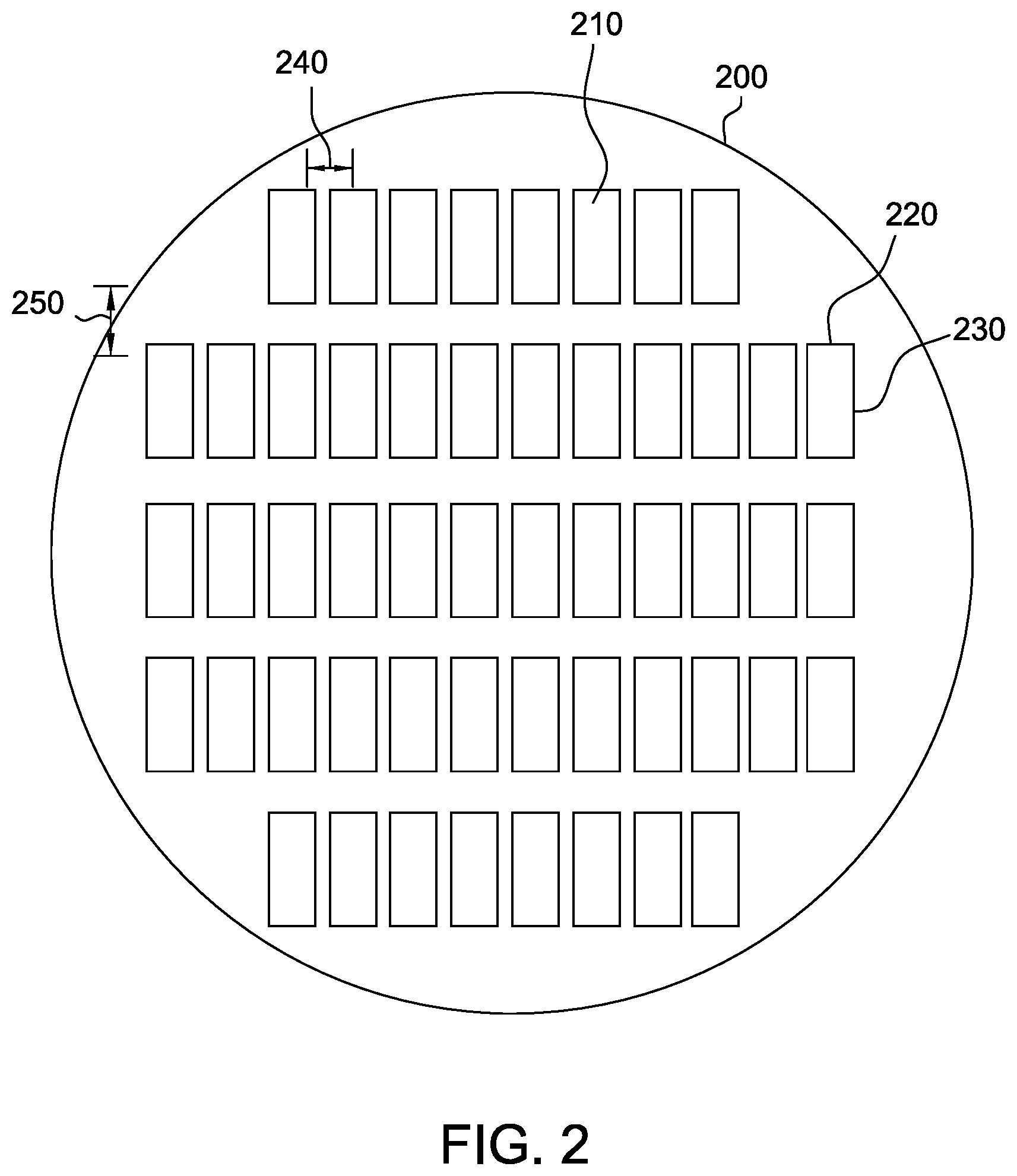Patent US12347733 Figure 2 – Die separation ring for wafers having a large die aspect ratio