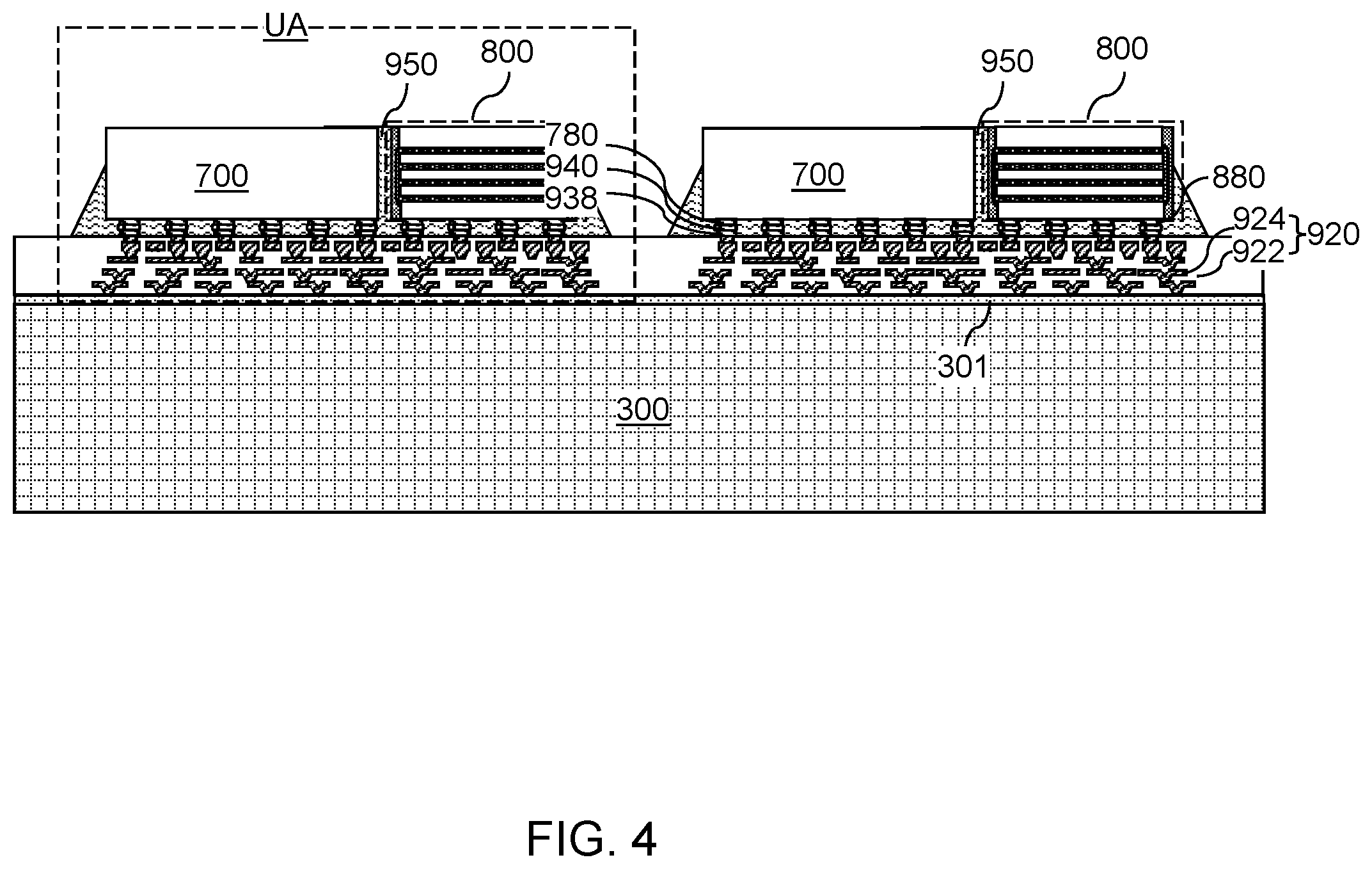 Patent US12347758 Figure 8 – Dual-underfill encapsulation for packaging and methods of forming the same