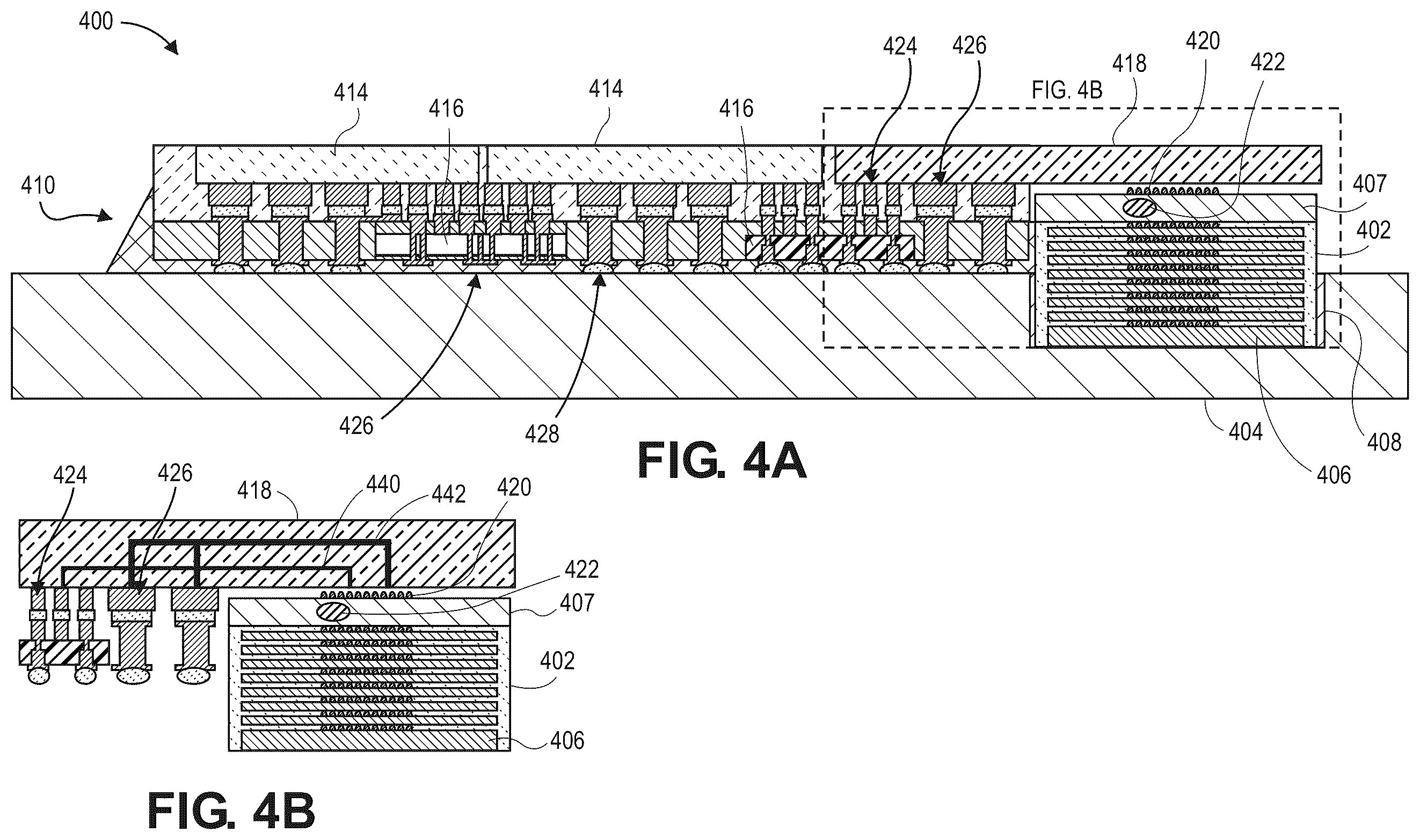 Patent US12347780 Figure 4 – Integrated circuit package with flipped high bandwidth memory device