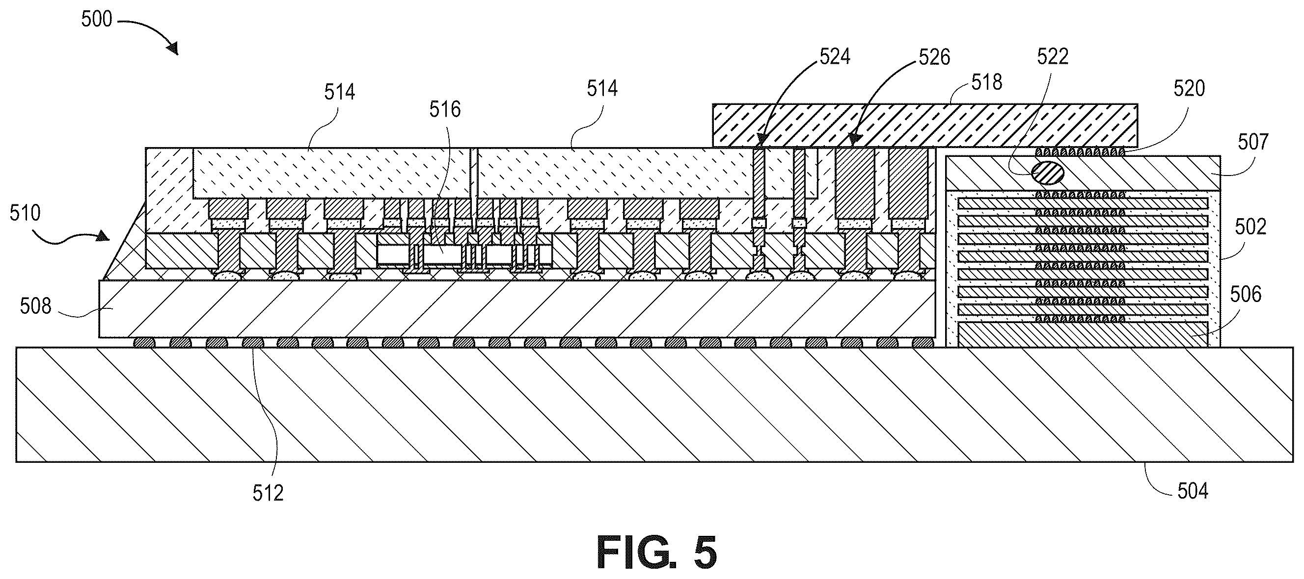 Patent US12347780 Figure 5 – Integrated circuit package with flipped high bandwidth memory device