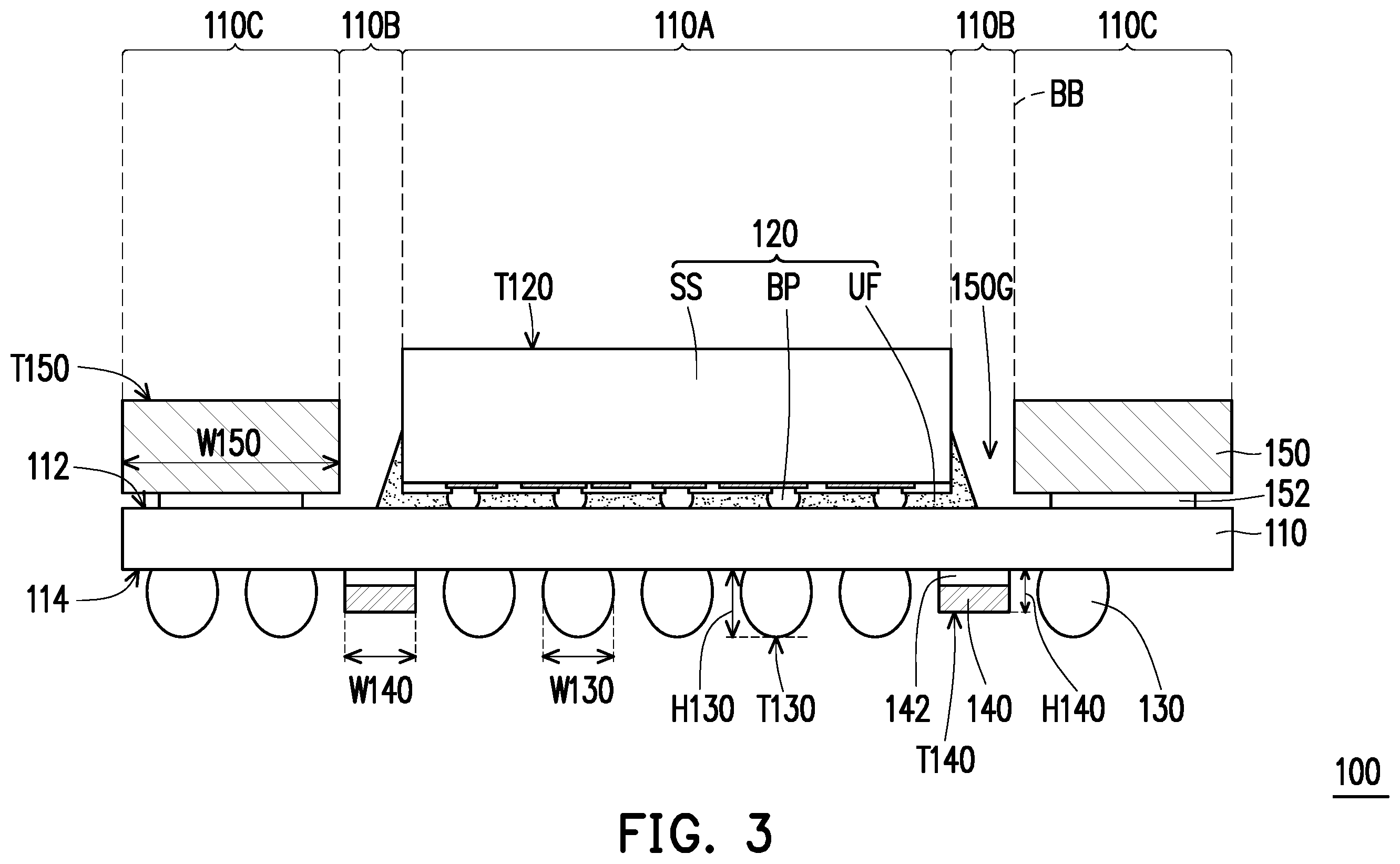 Patent US12347793 Figure 3 – Semiconductor package
