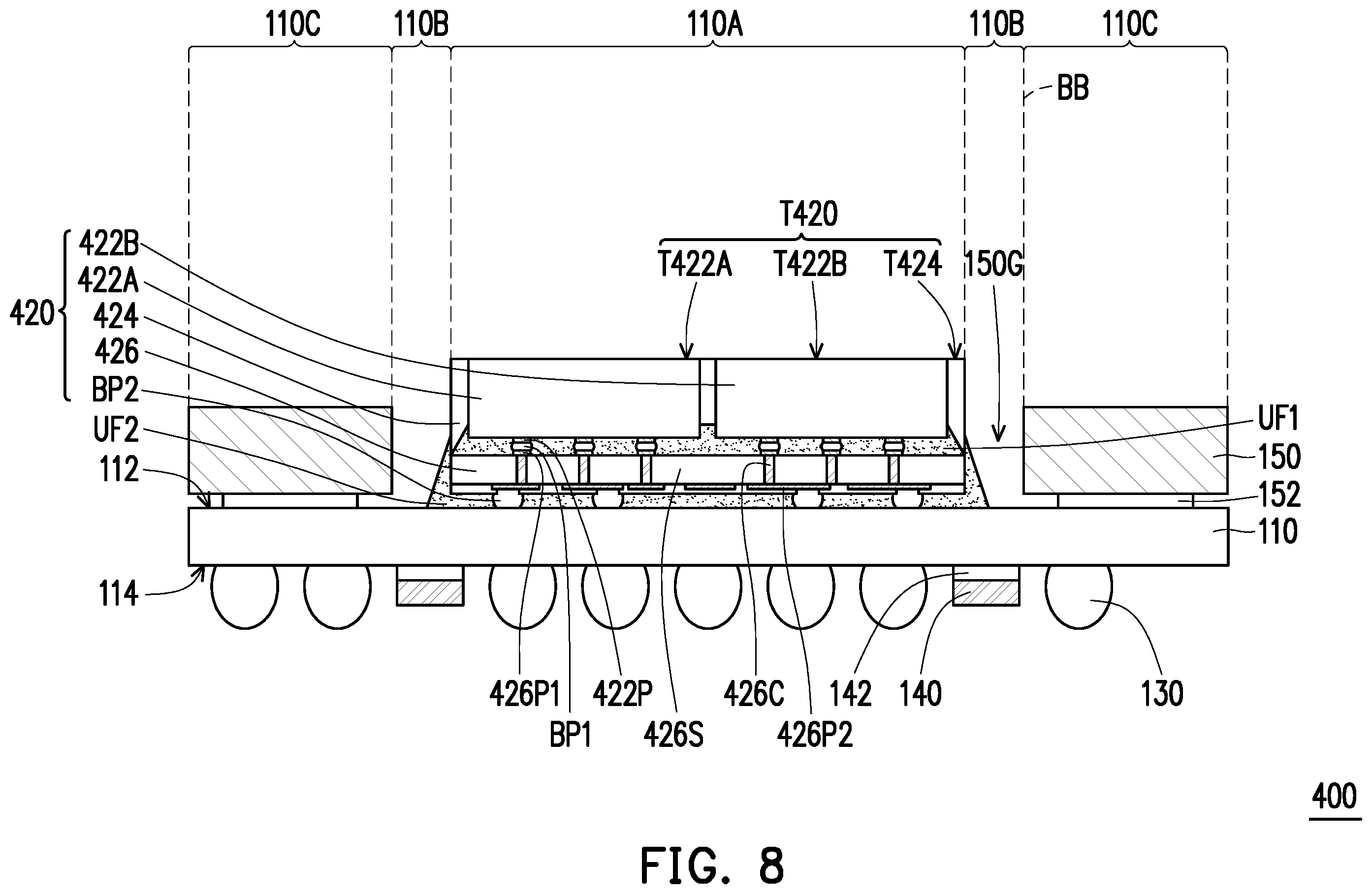Patent US12347793 Figure 8 – Semiconductor package
