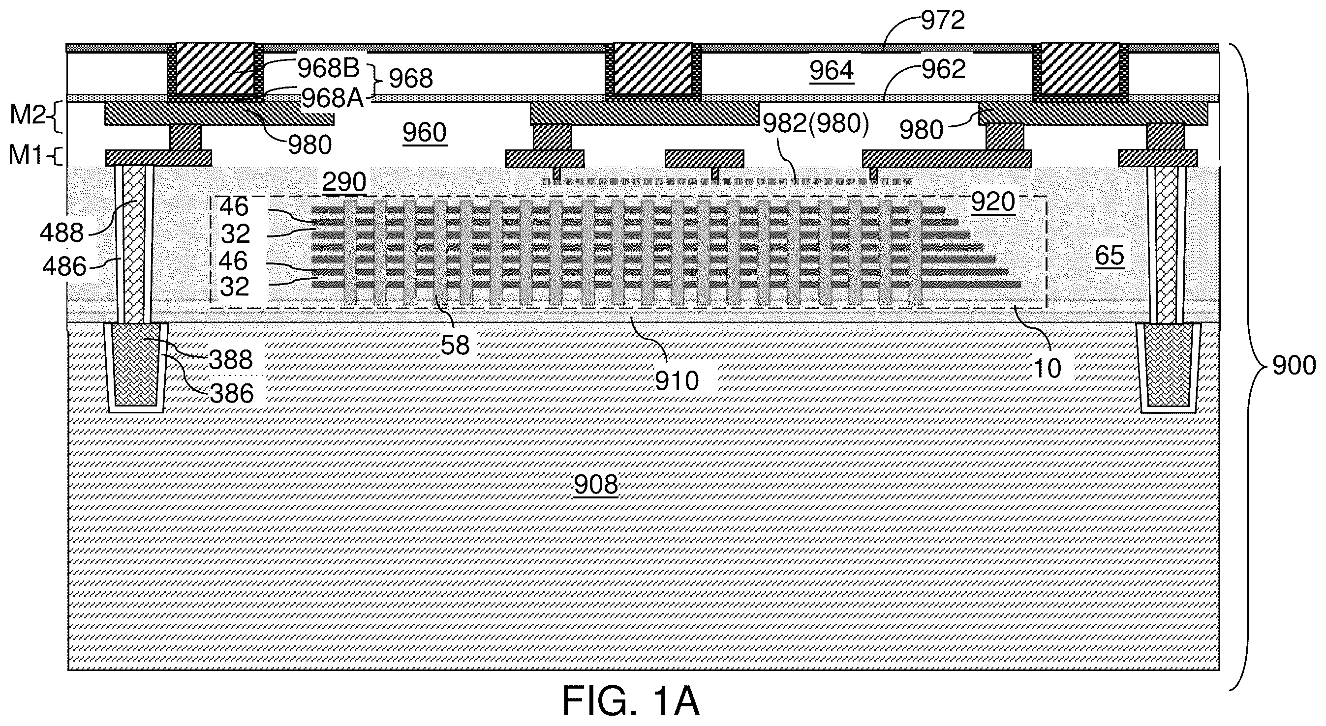 Patent US12347804 Figure 1 – Bonded assembly including interconnect-level bonding pads and methods of forming the same