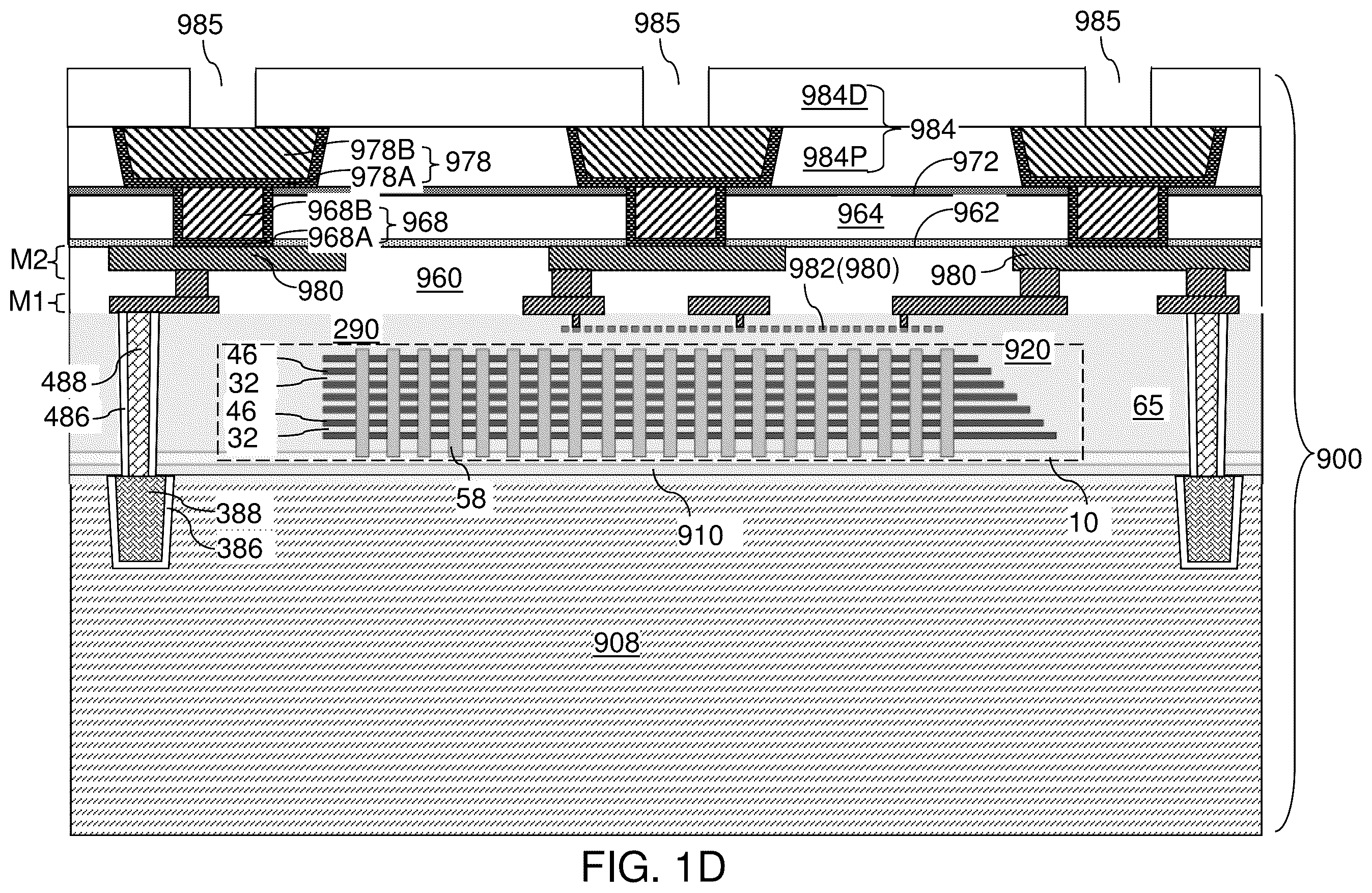 Patent US12347804 Figure 4 – Bonded assembly including interconnect-level bonding pads and methods of forming the same