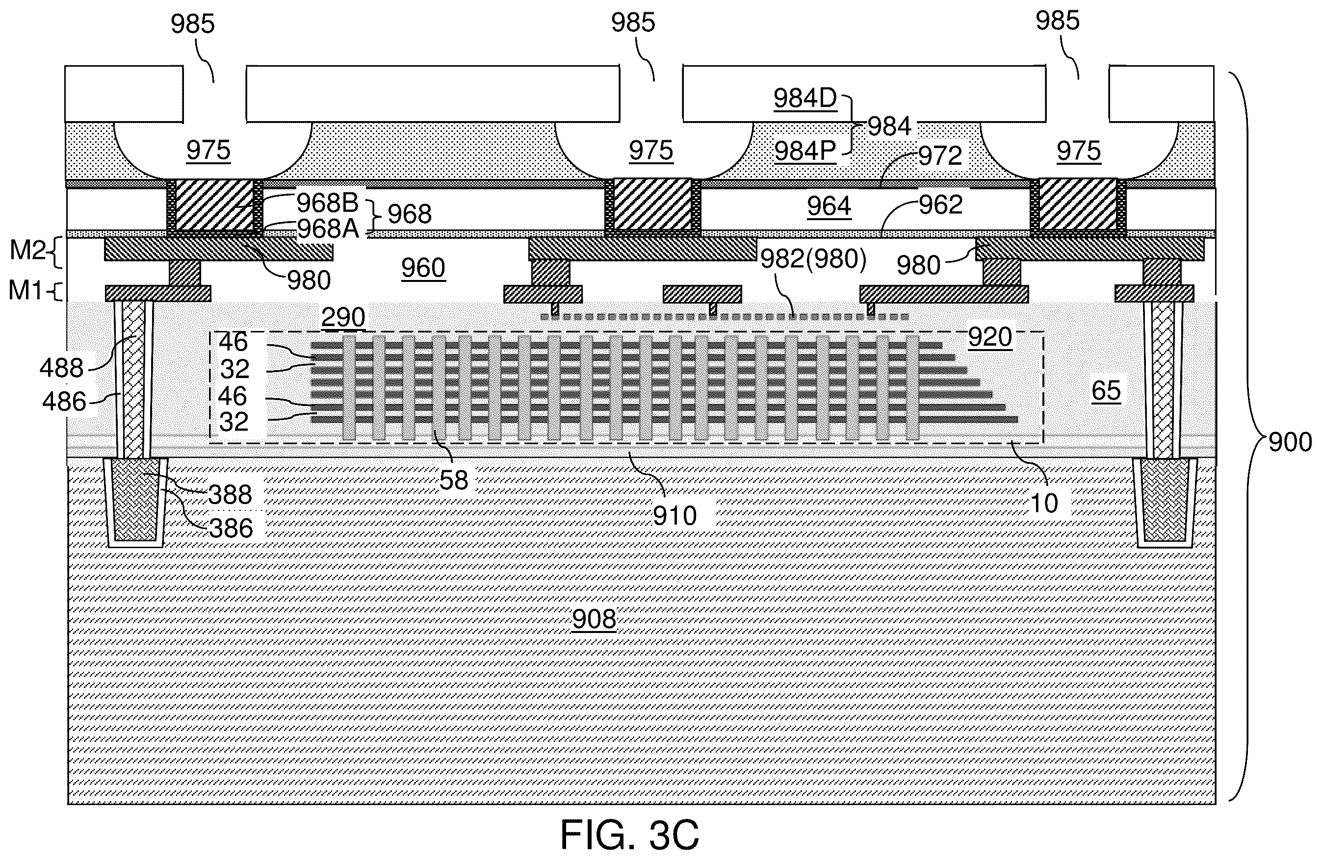 Patent US12347804 Figure 11 – Bonded assembly including interconnect-level bonding pads and methods of forming the same