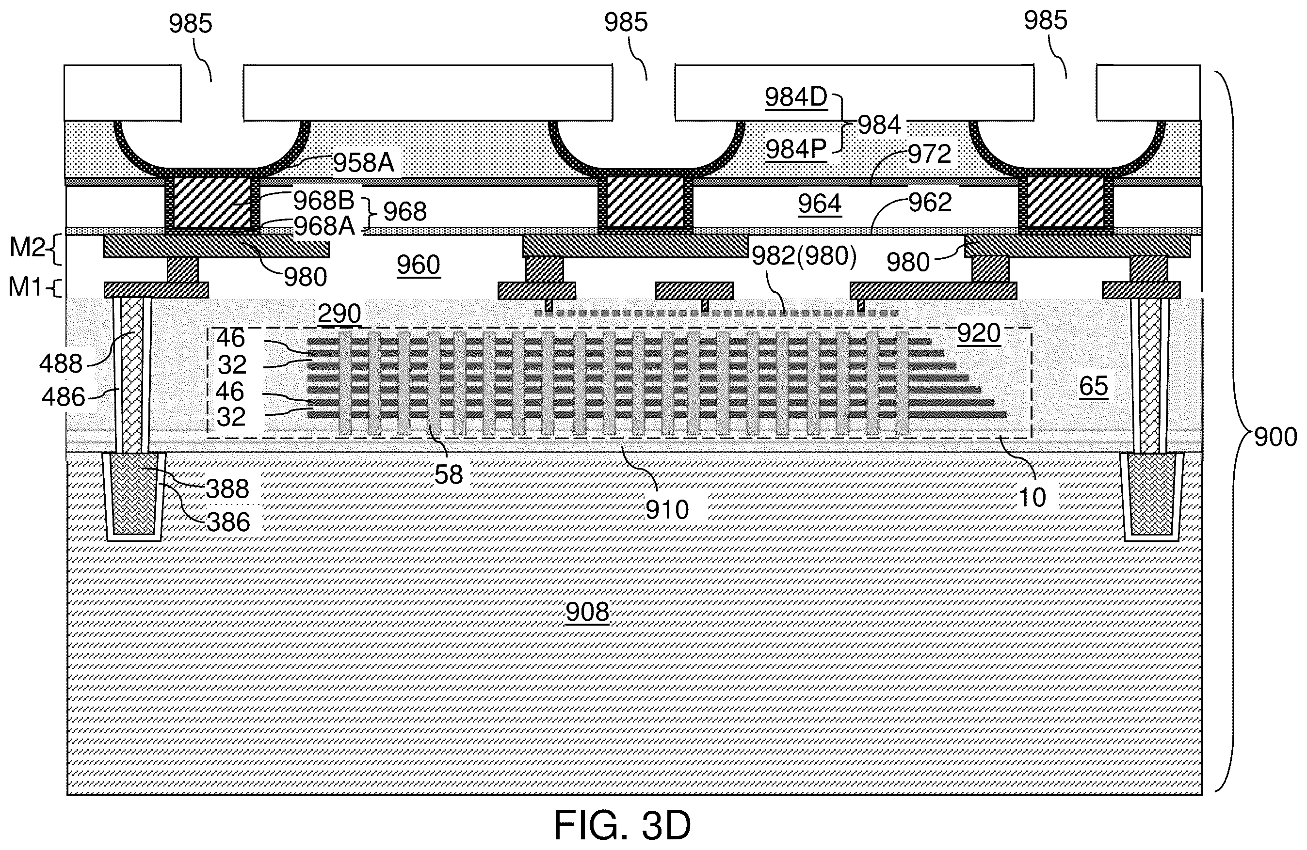 Patent US12347804 Figure 12 – Bonded assembly including interconnect-level bonding pads and methods of forming the same