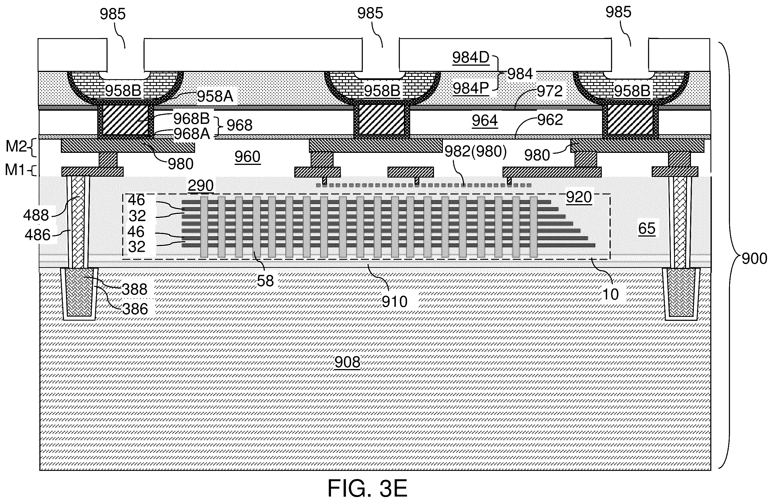 Patent US12347804 Figure 13 – Bonded assembly including interconnect-level bonding pads and methods of forming the same