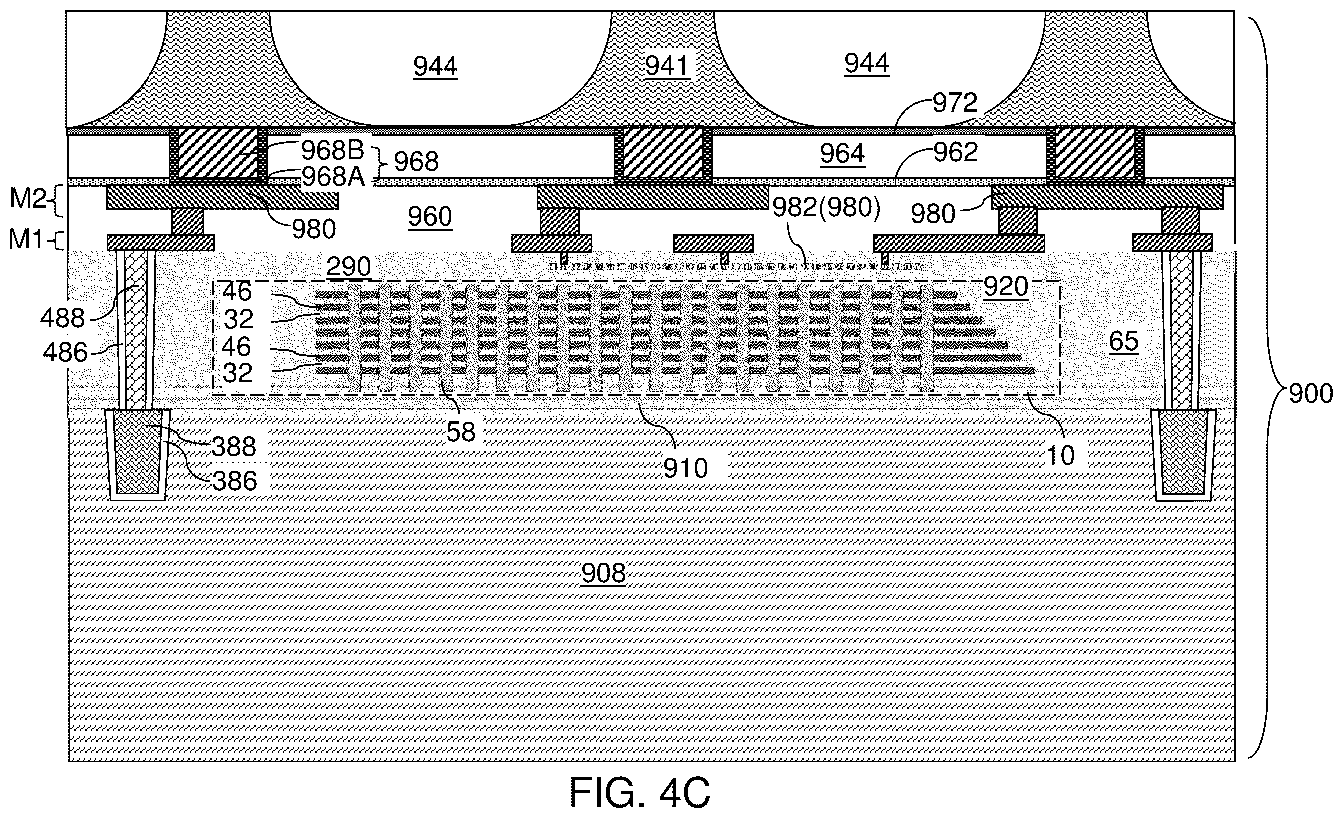 Patent US12347804 Figure 19 – Bonded assembly including interconnect-level bonding pads and methods of forming the same